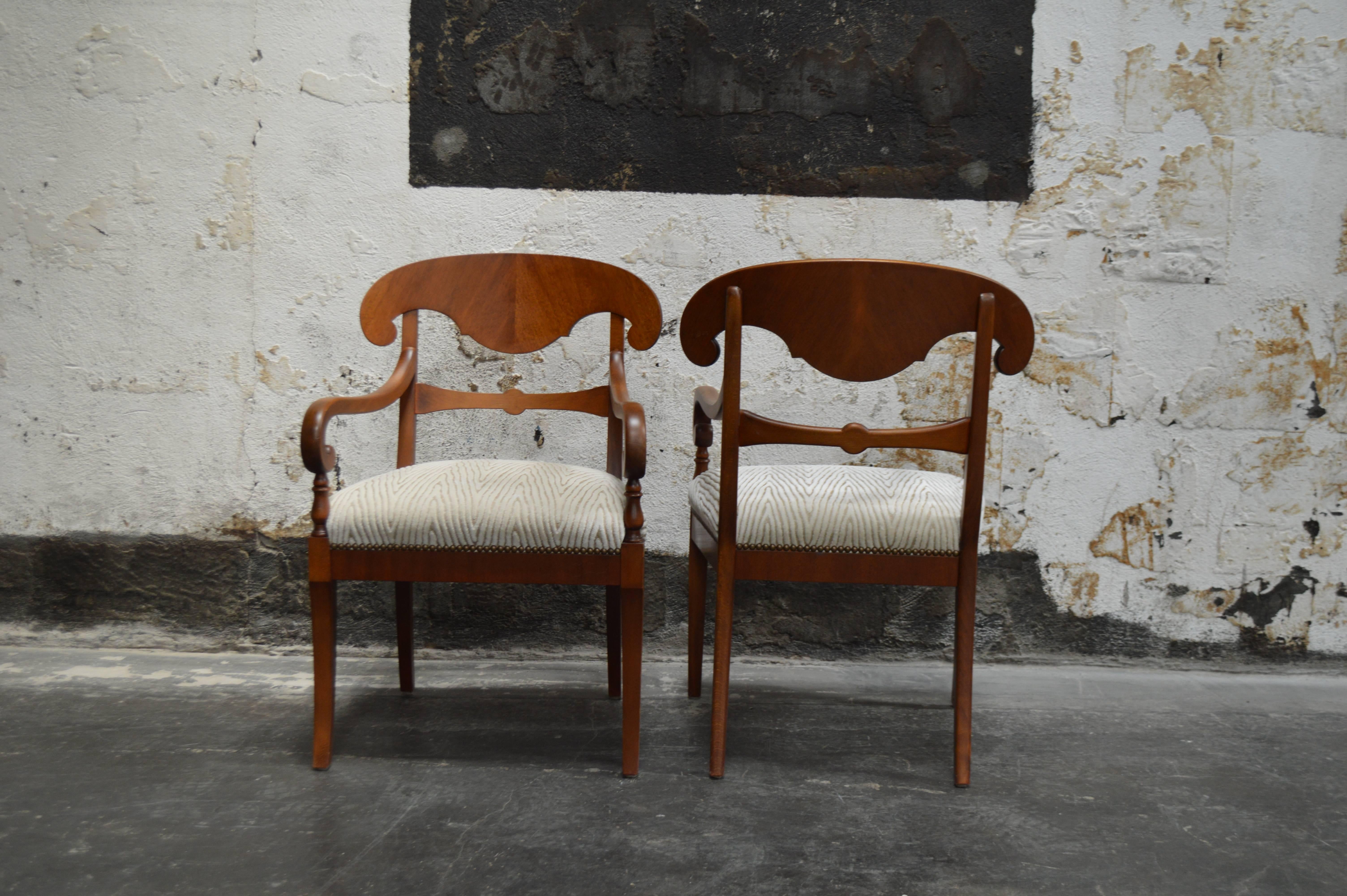 Pair of Swedish Biedermeier Revival Napoleon Hat Armchairs 1