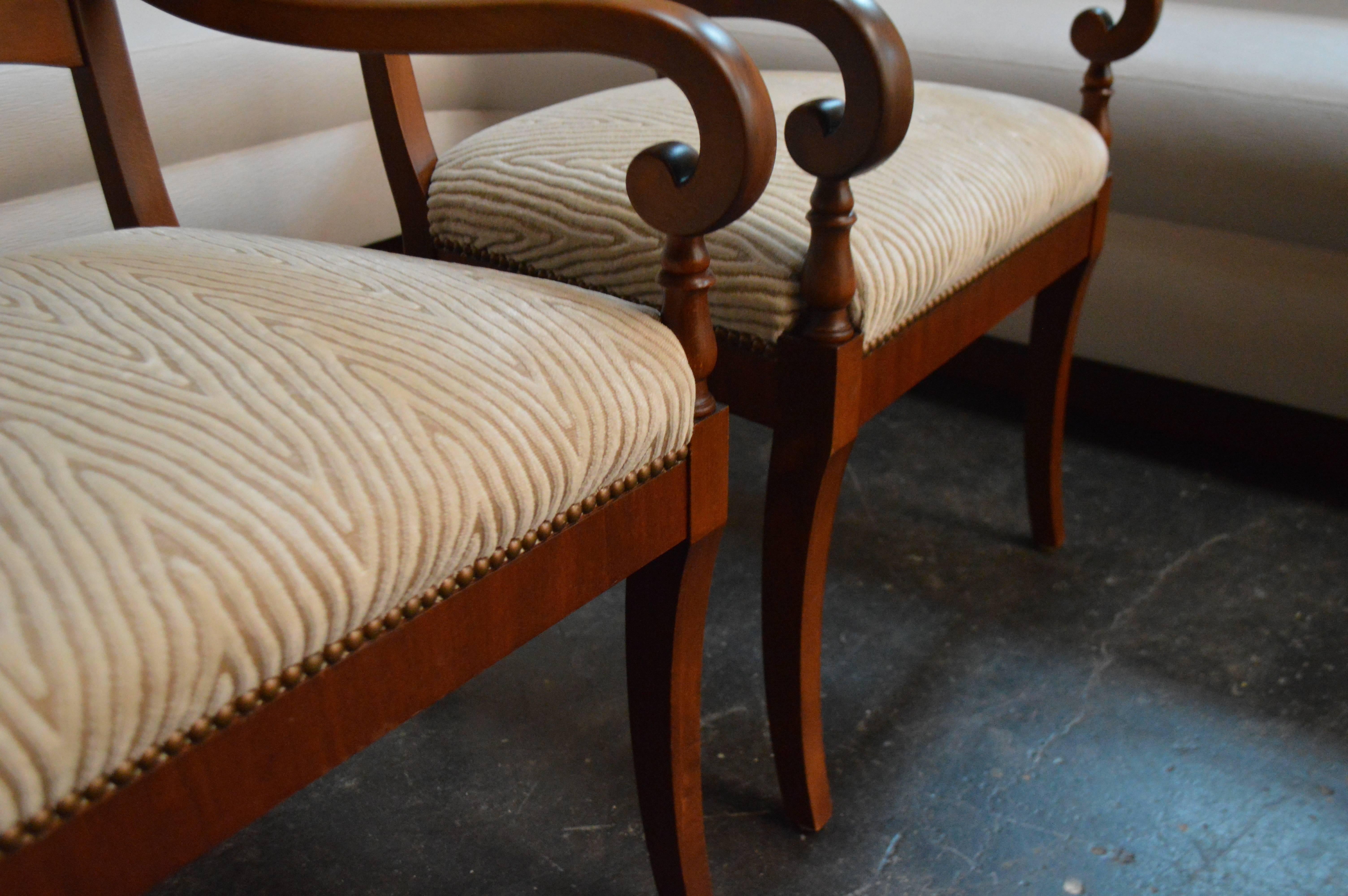 Pair of Swedish Biedermeier Revival Napoleon Hat Armchairs 3