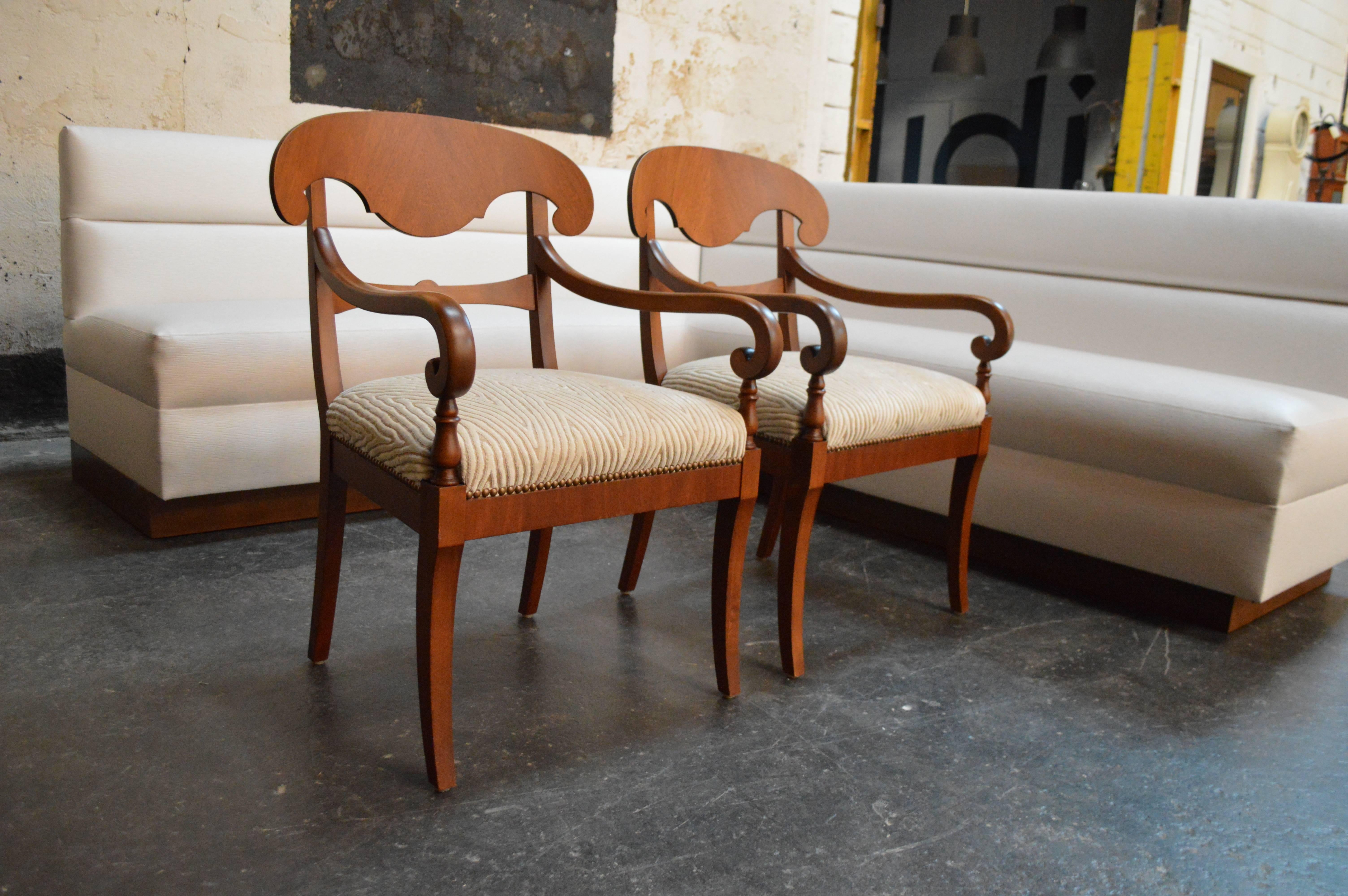 Pair of Swedish Biedermeier Revival Napoleon Hat Armchairs 4