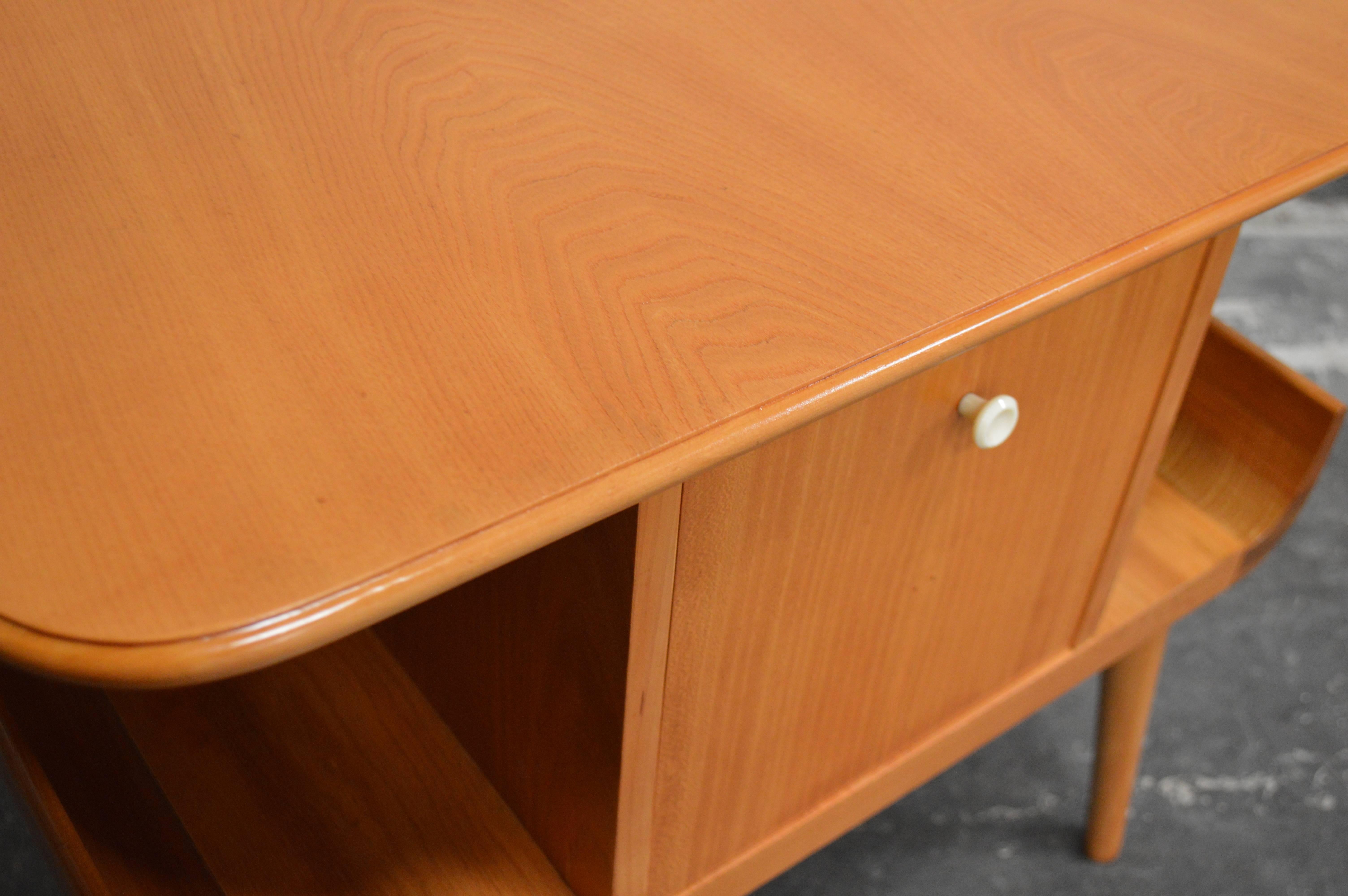 Swedish Mid-Century Golden Elm Side Table with Door 2