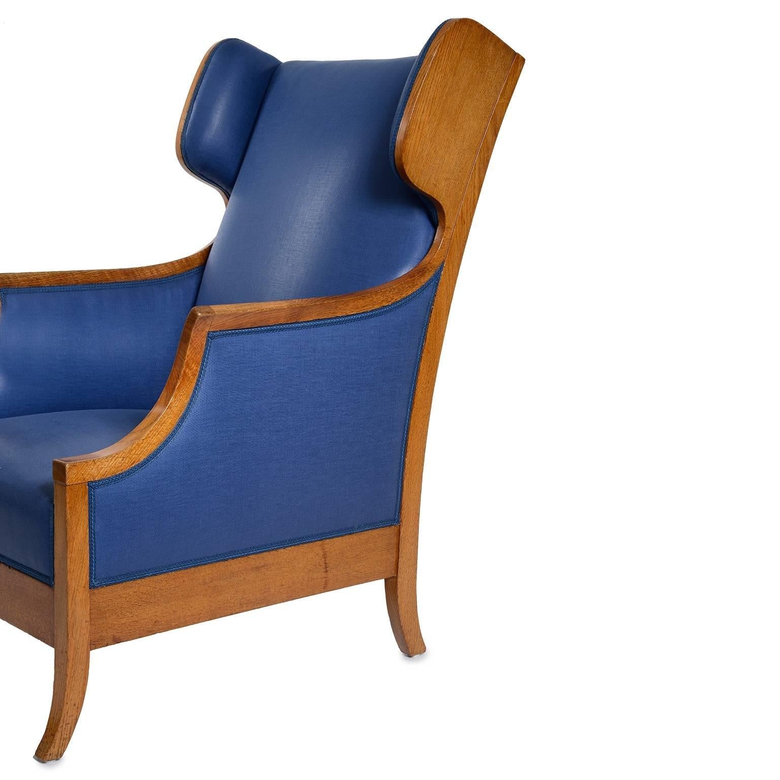 Danish Frits Henningsen Oak Wing Chair, circa 1940s