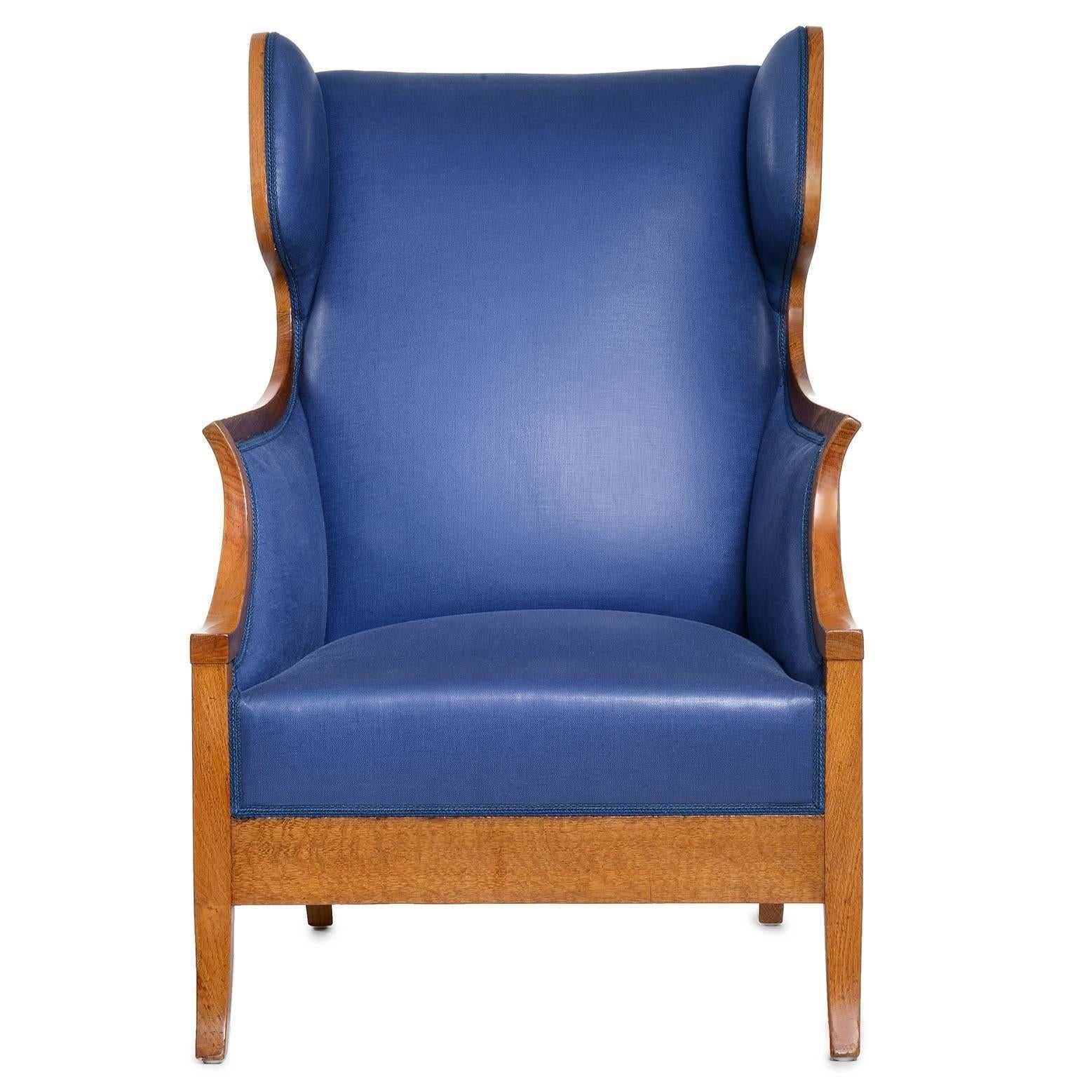 Scandinavian Modern Frits Henningsen Oak Wing Chair, circa 1940s