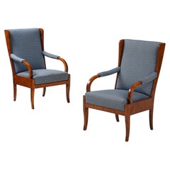 A Pair of Swedish Birchwood Open Armchairs, Late19th Century