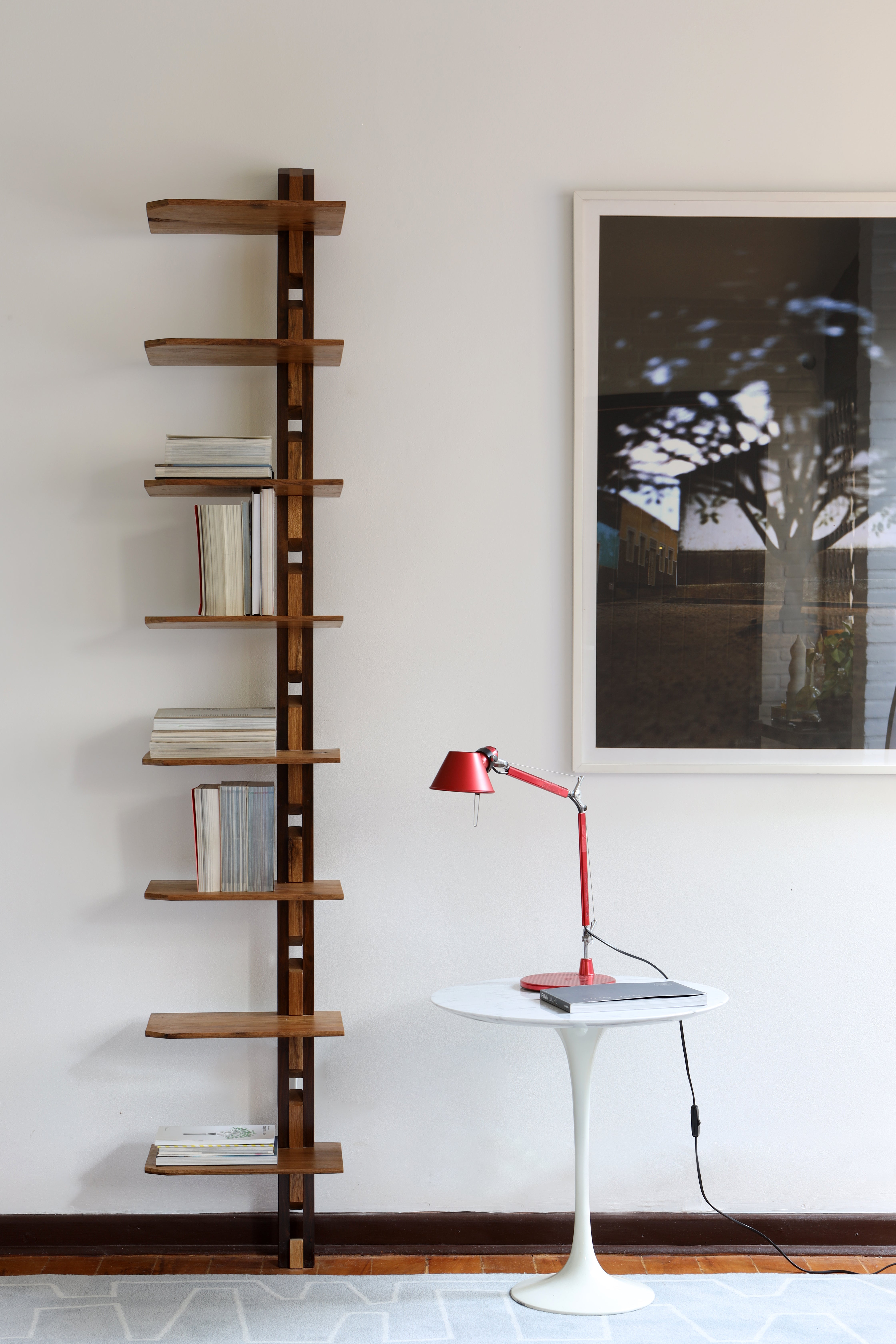 Contemporary Book Shelf Stand in Brazilian Hardwood by Leo Strauss For Sale