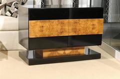 Pair of Cabinets in Burl Walnut and Ebonised Wood
