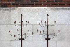 Pair of American Painted Torchieres