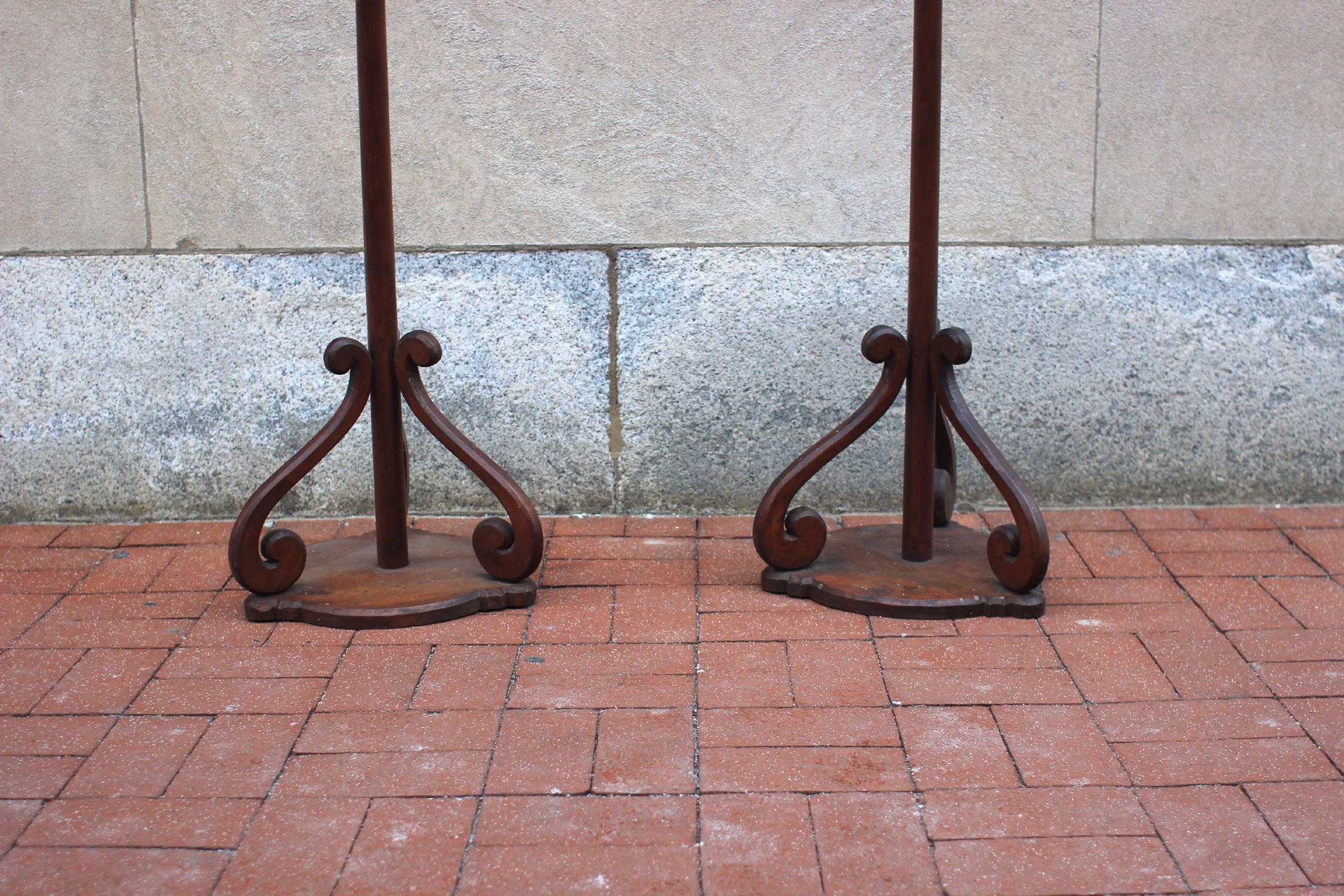 Pair of American Painted Torchieres In Excellent Condition For Sale In Philadelphia, PA
