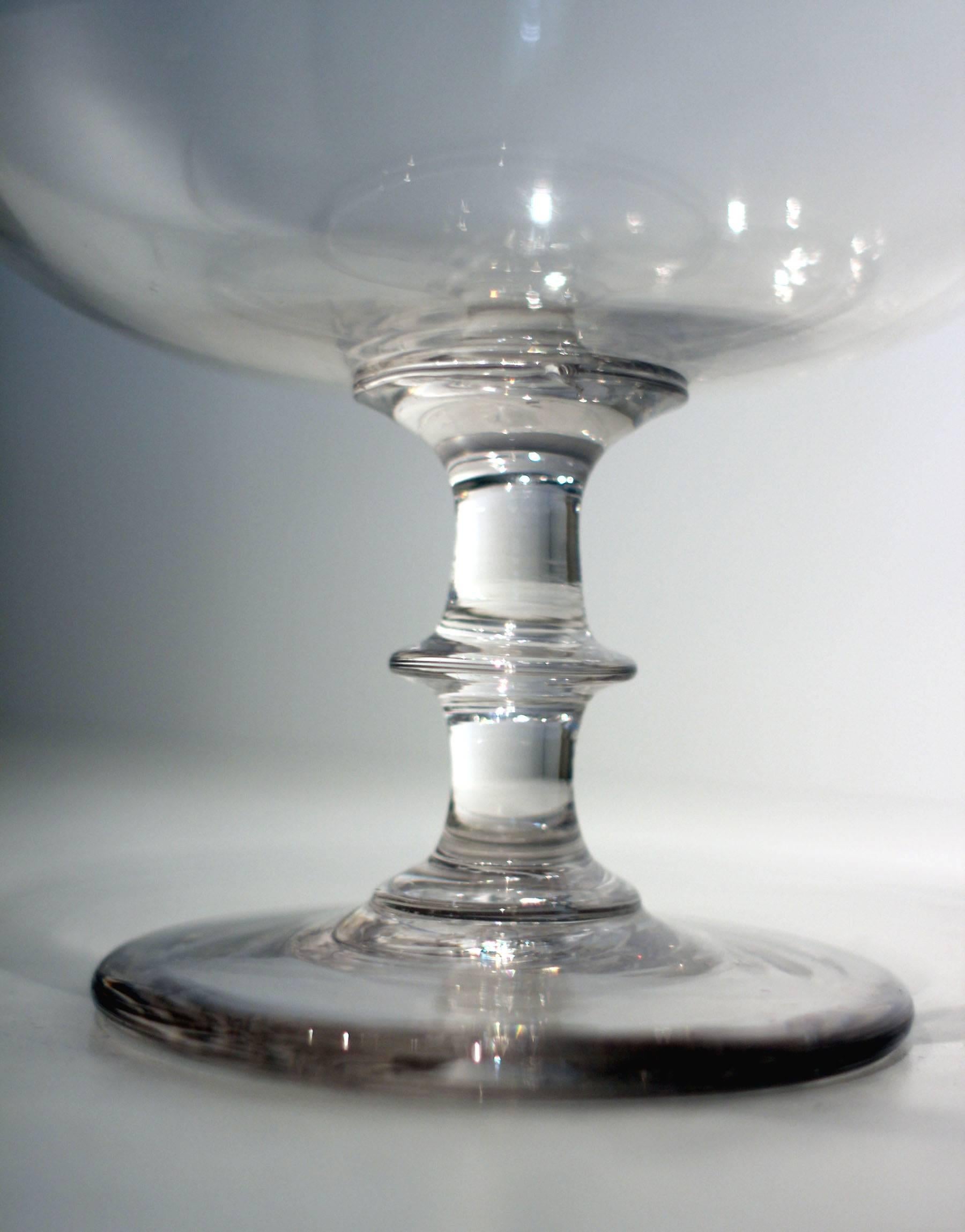 New England Blown Glass Compote, Early 19th Century In Excellent Condition In Philadelphia, PA