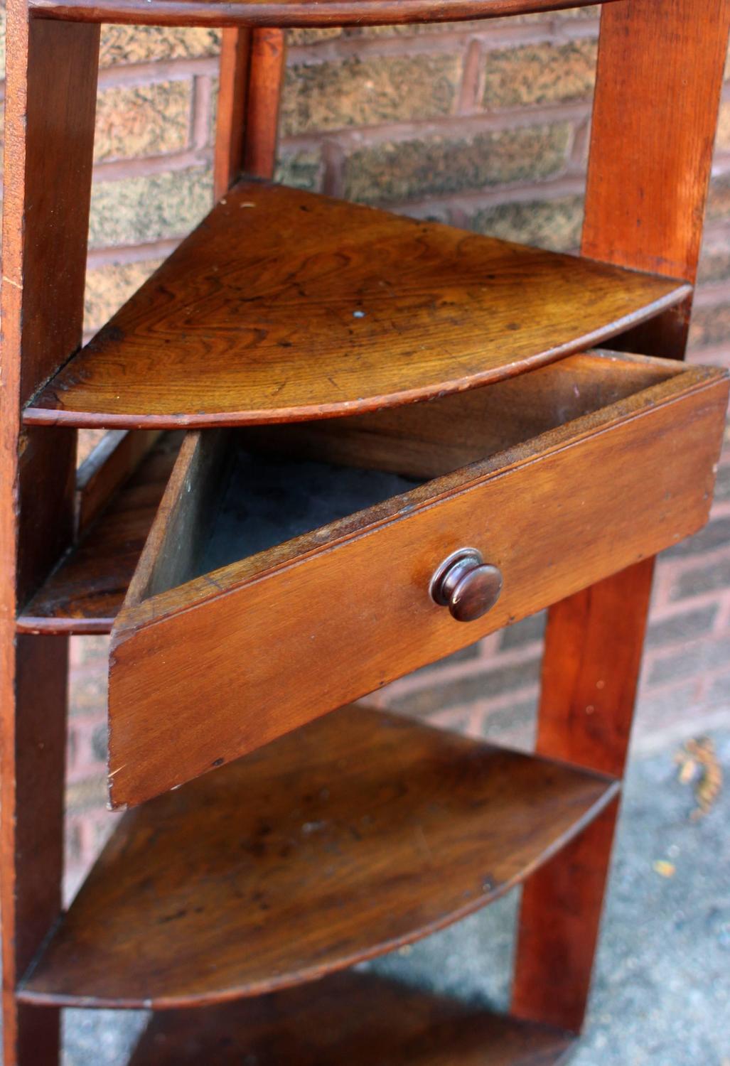 Tall Corner Shelves with Drawer at 1stdibs