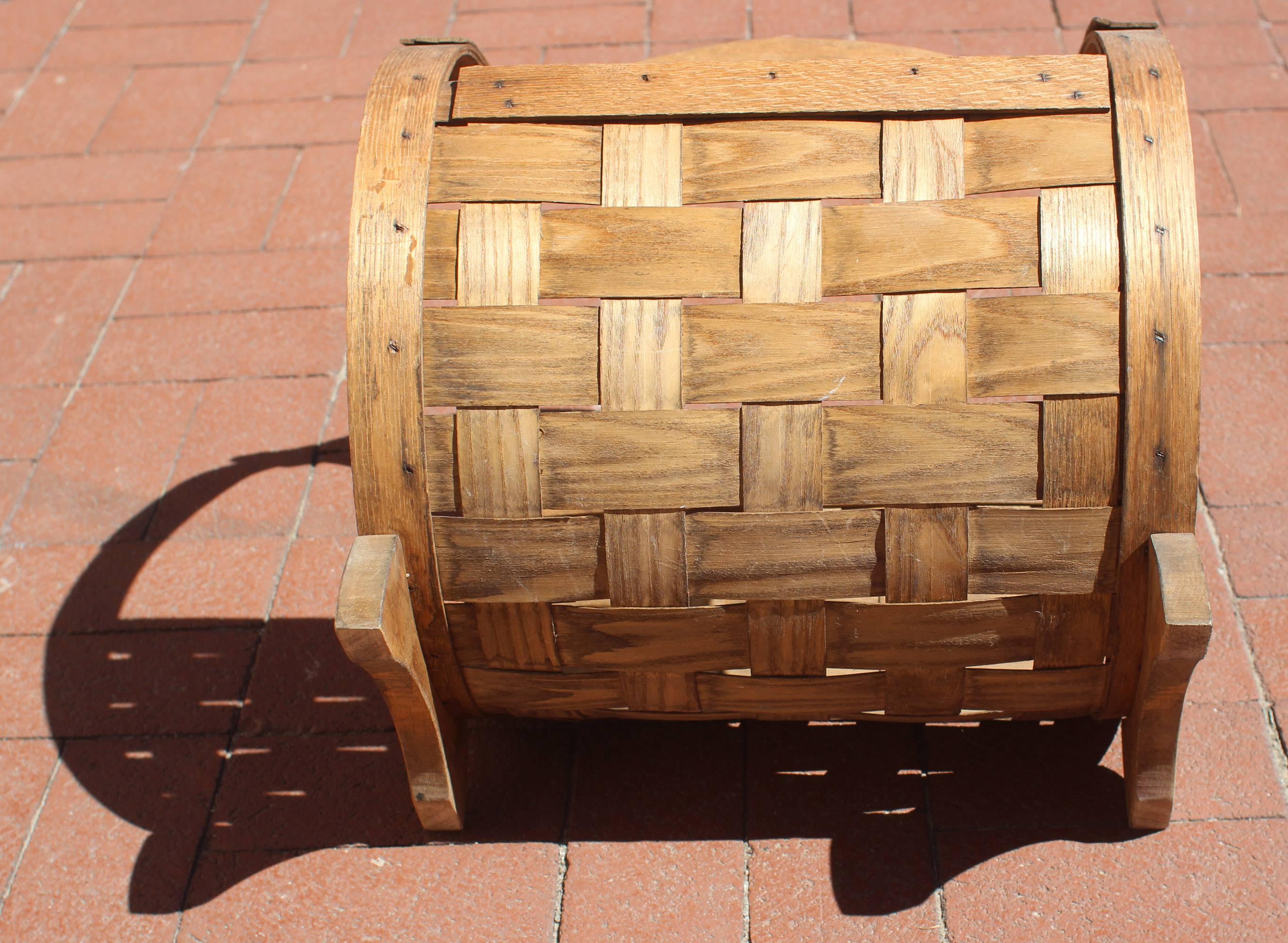 Woven Firewood Holder/Carrier In Excellent Condition For Sale In Philadelphia, PA