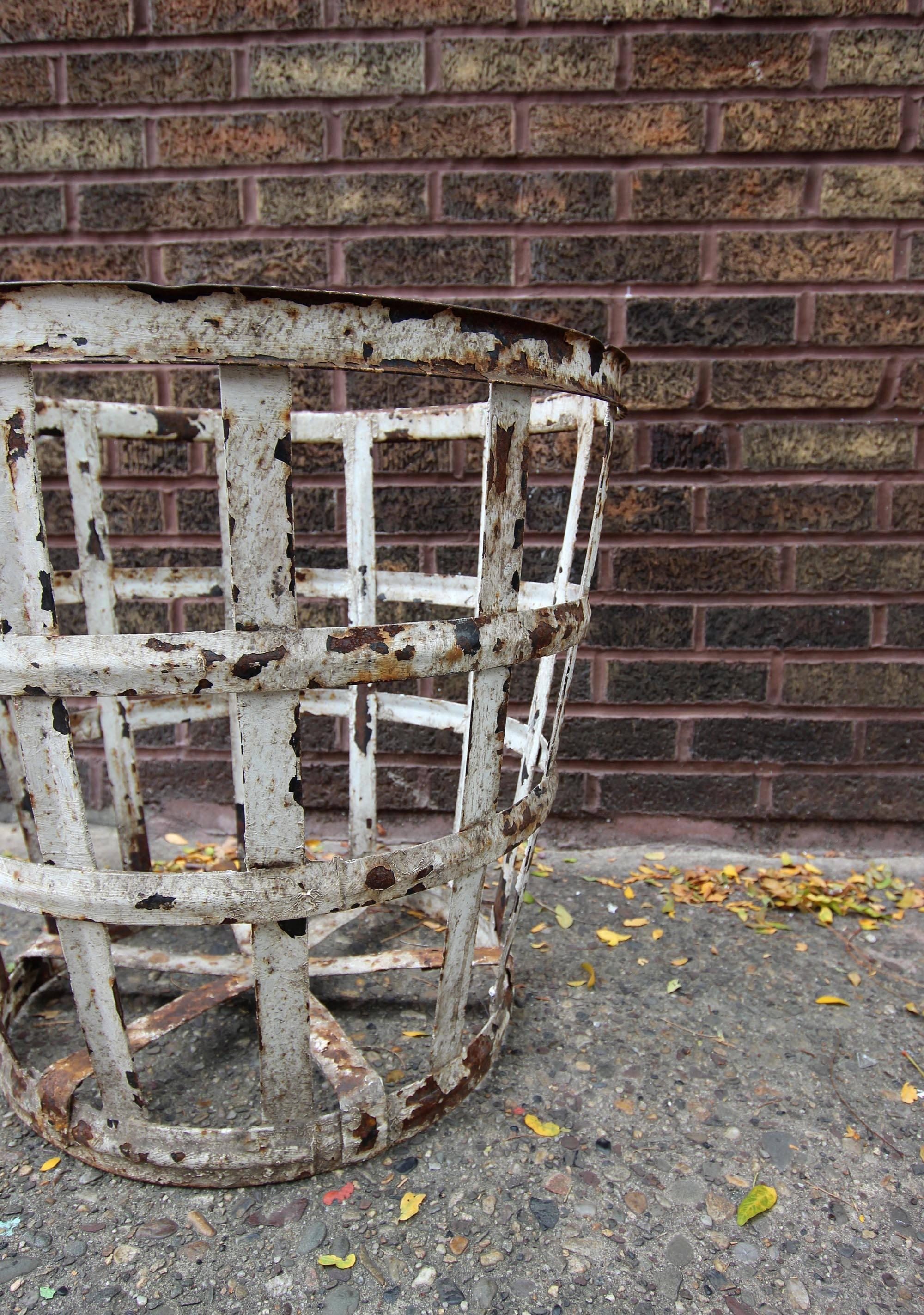 Industrial Large Painted Iron Basket, American, Early 20th Century For Sale
