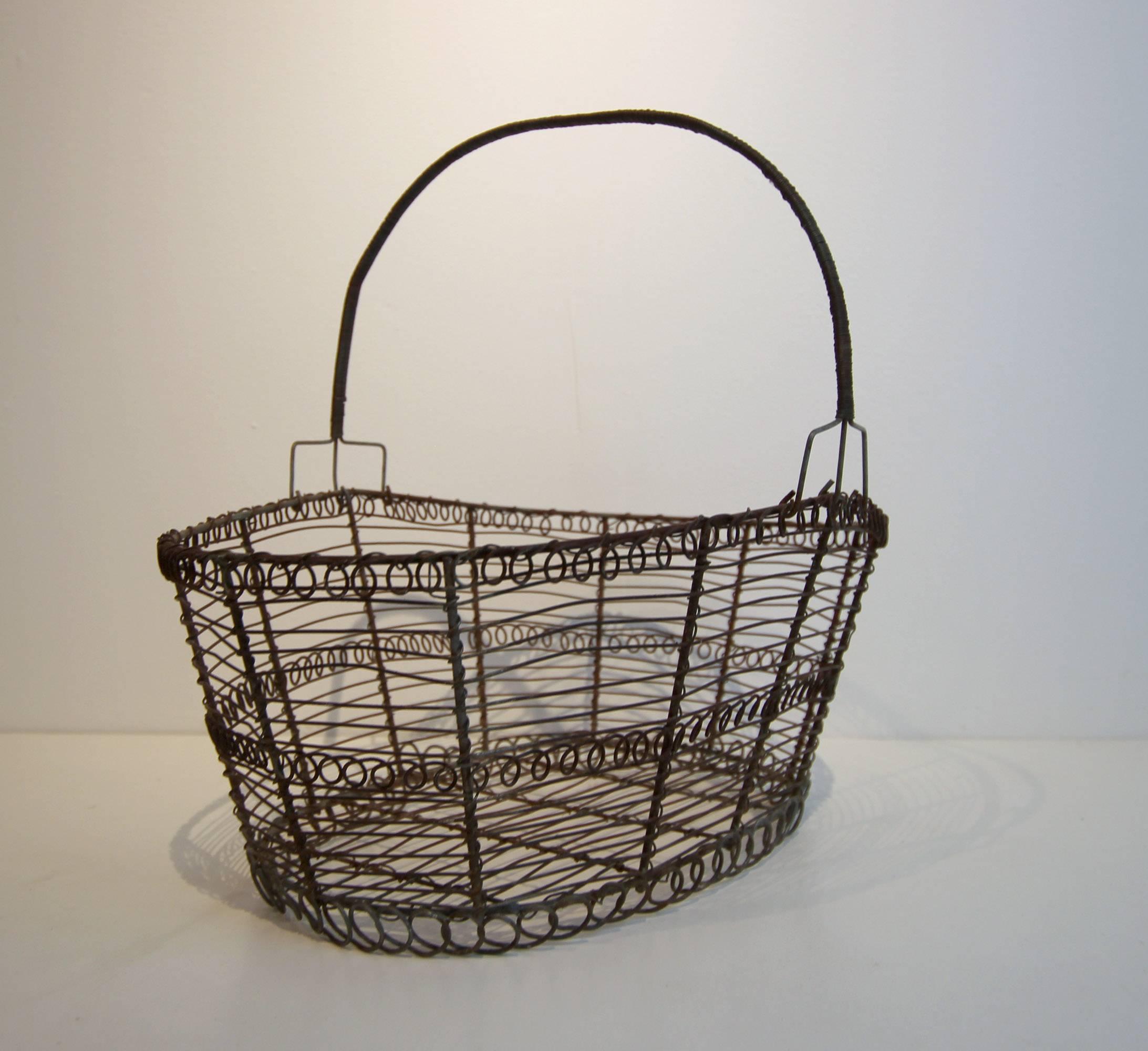 Country French Wire Basket, circa 1900 For Sale