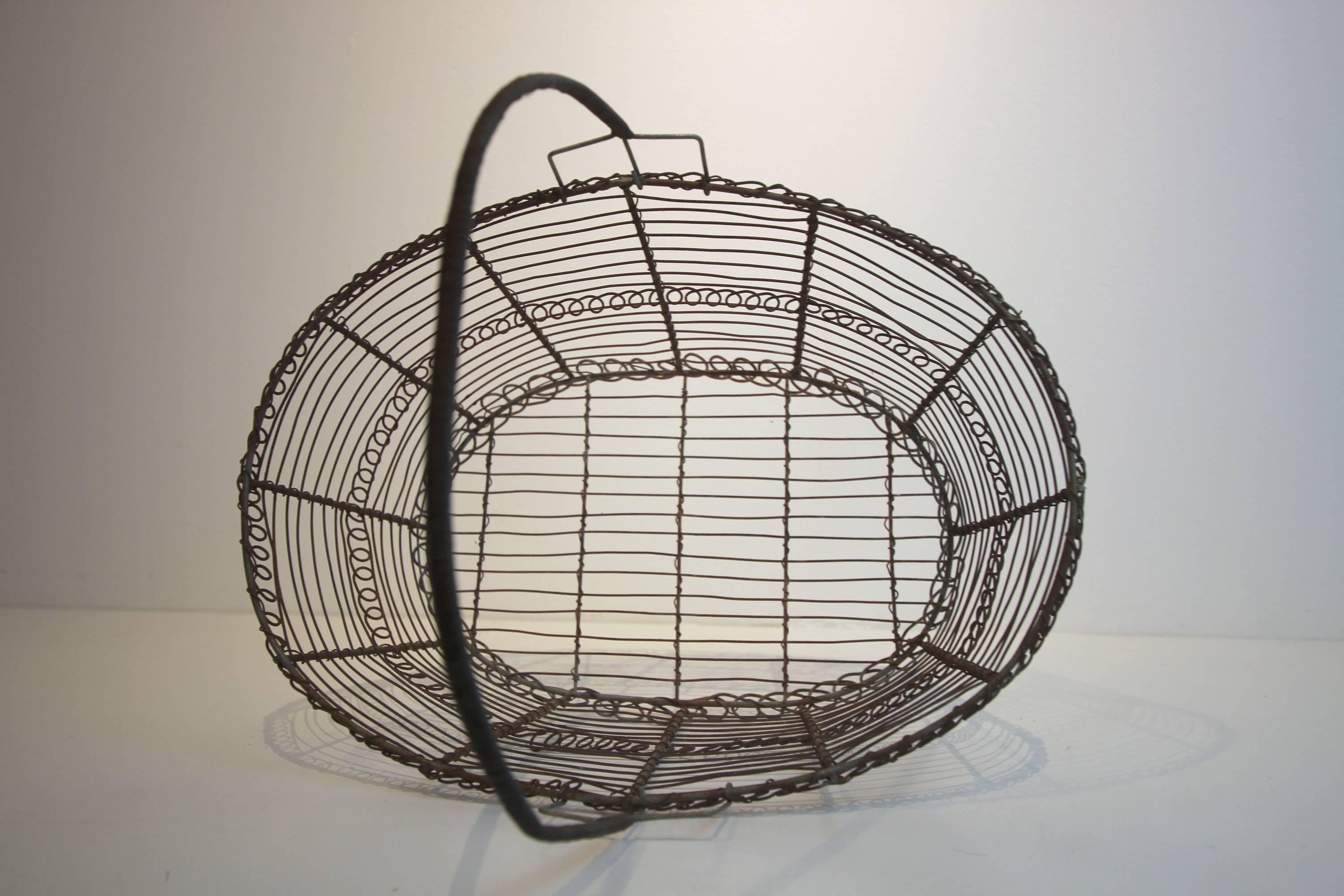 Late 19th Century French Wire Basket, circa 1900 For Sale