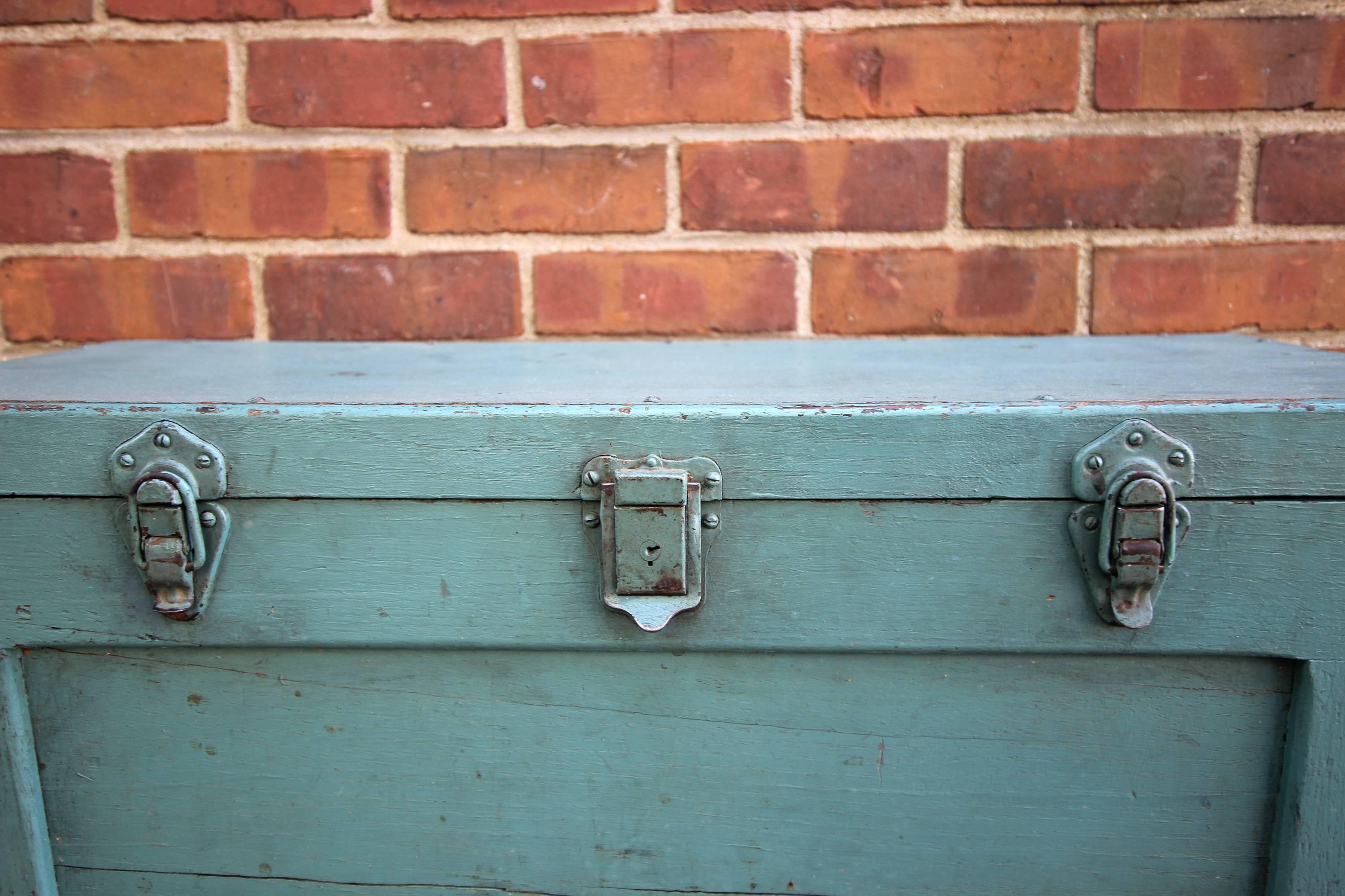 Tall Blue Painted Tool Chest, American, Mid-20th Century 1