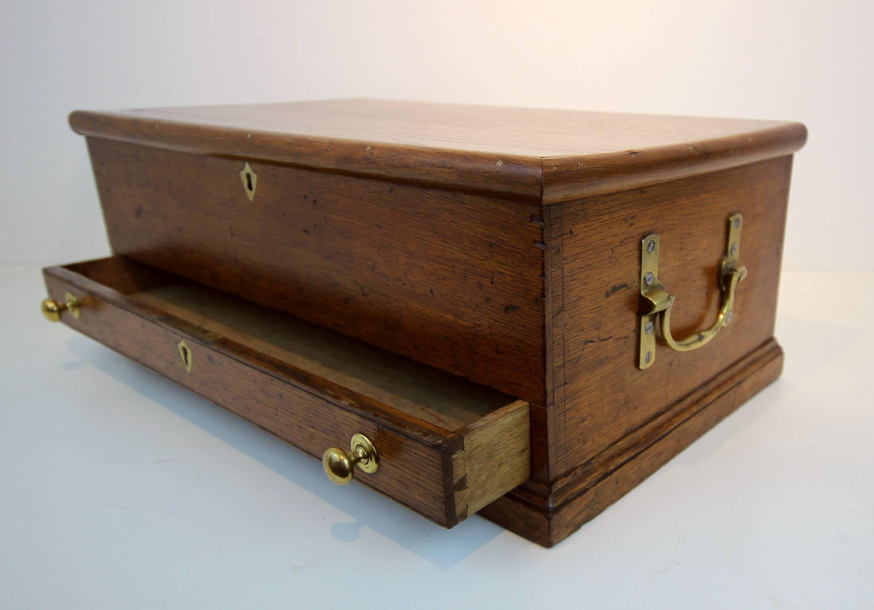 Brass 19th Century, American Oak Artist's Box