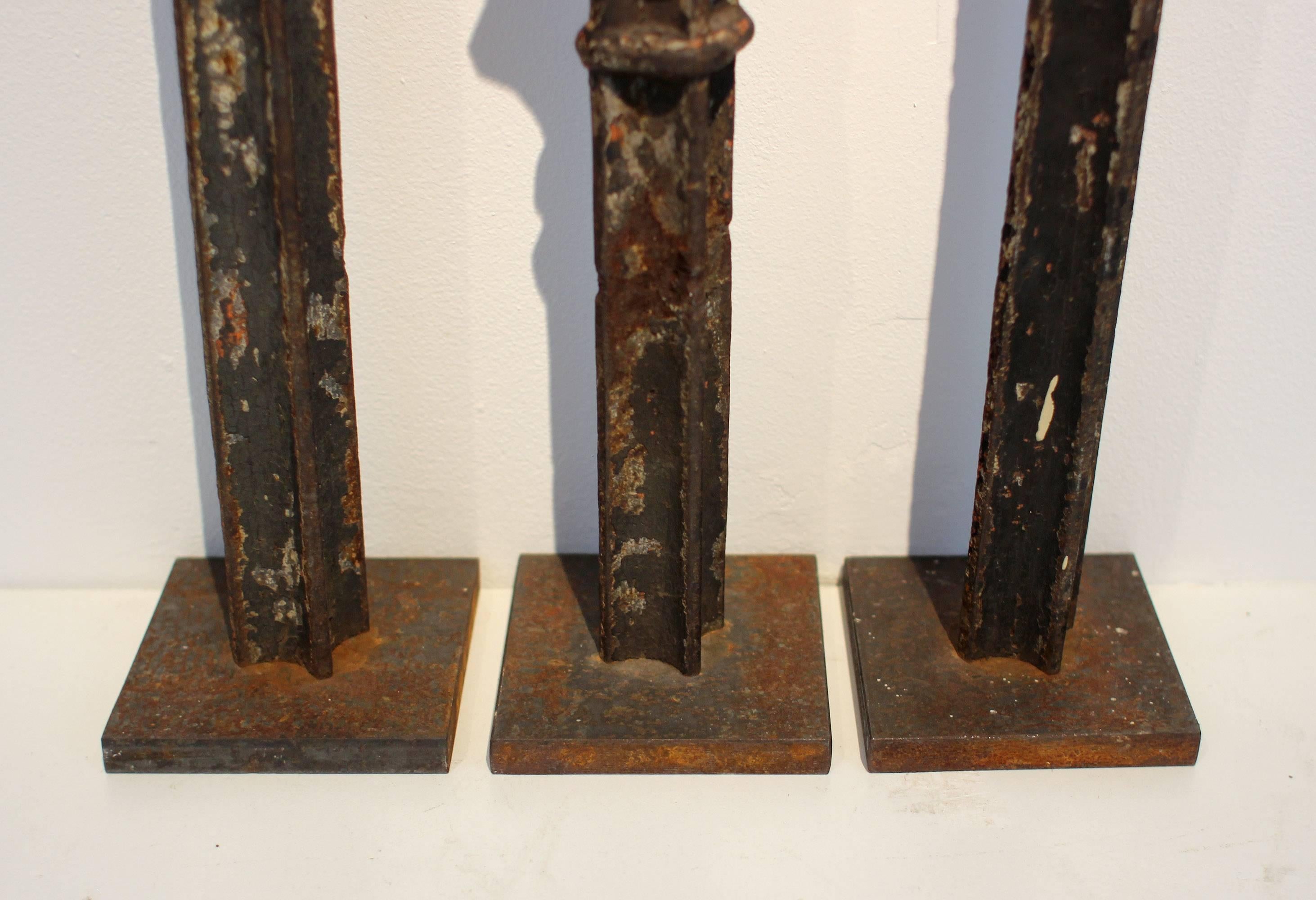 Folk Art Set of Three Iron Fence Post Toppers, Probably American, 19th Century