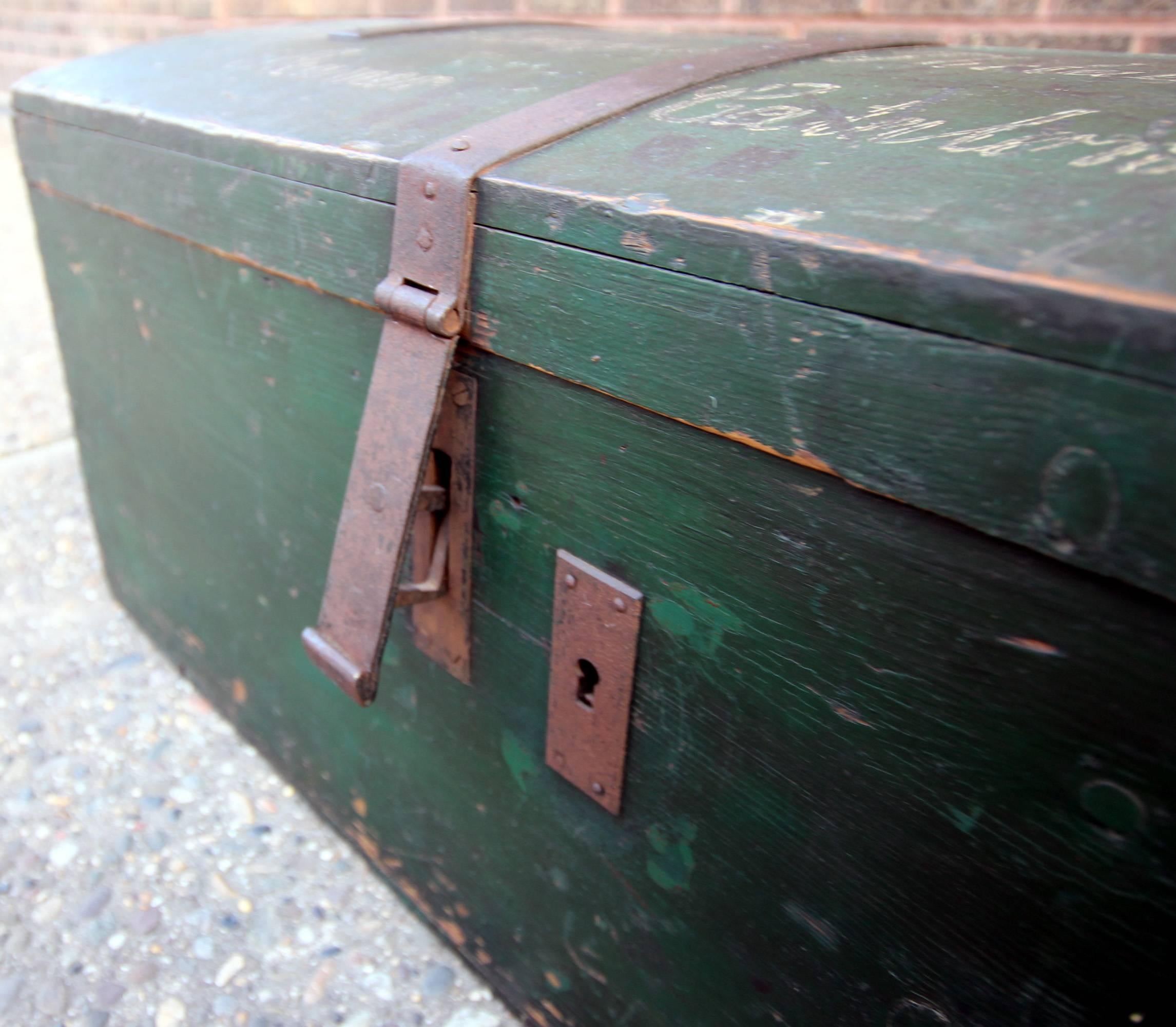 Early 20th Century Painted Travel Trunk Naming Steamer Company, circa 1900 For Sale