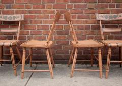 Set of Six Salmon Painted and Decorated Chairs, Pennsylvania, circa 1840
