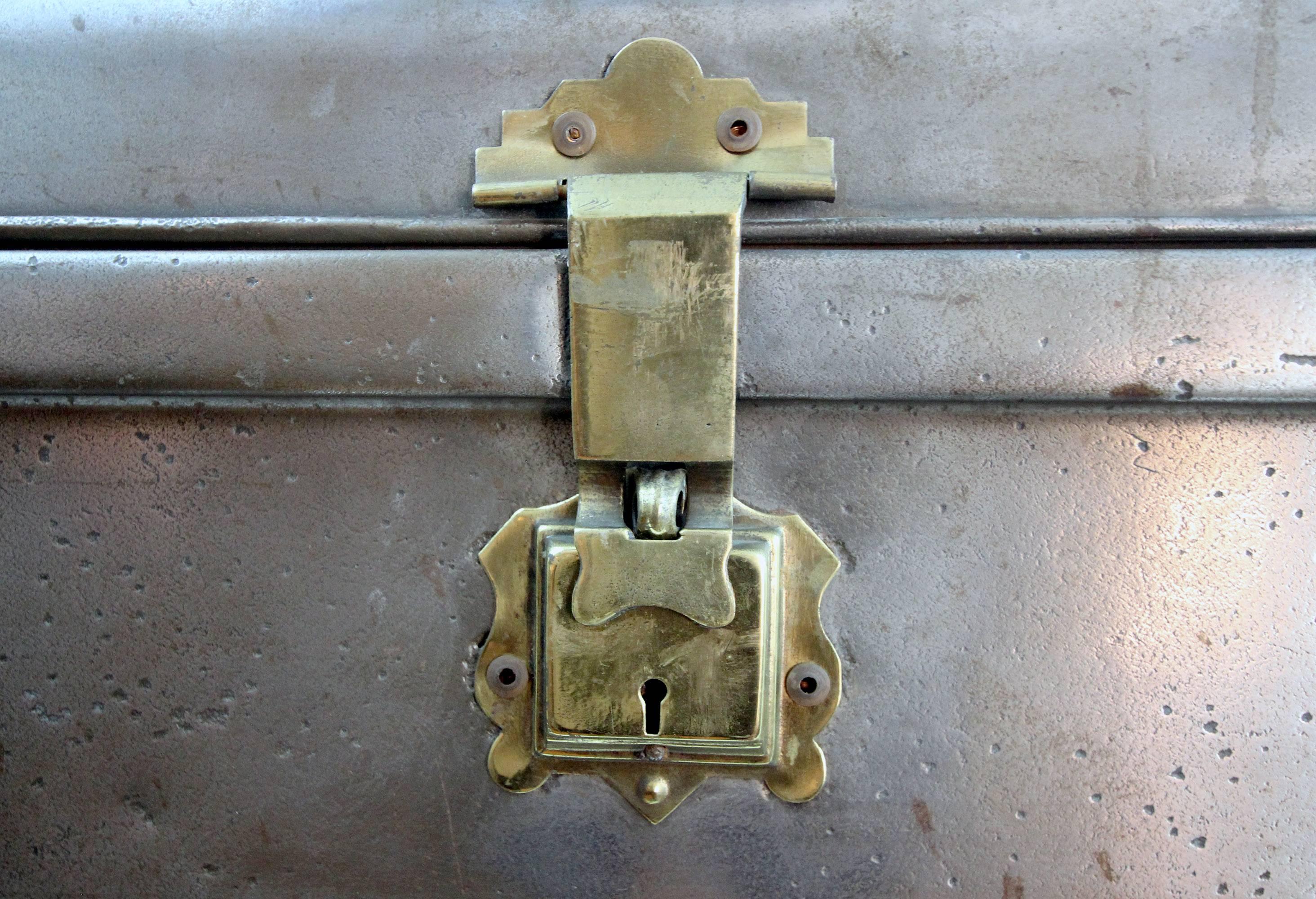 Mid-20th Century Nickel-Plated Steel Trunk For Sale