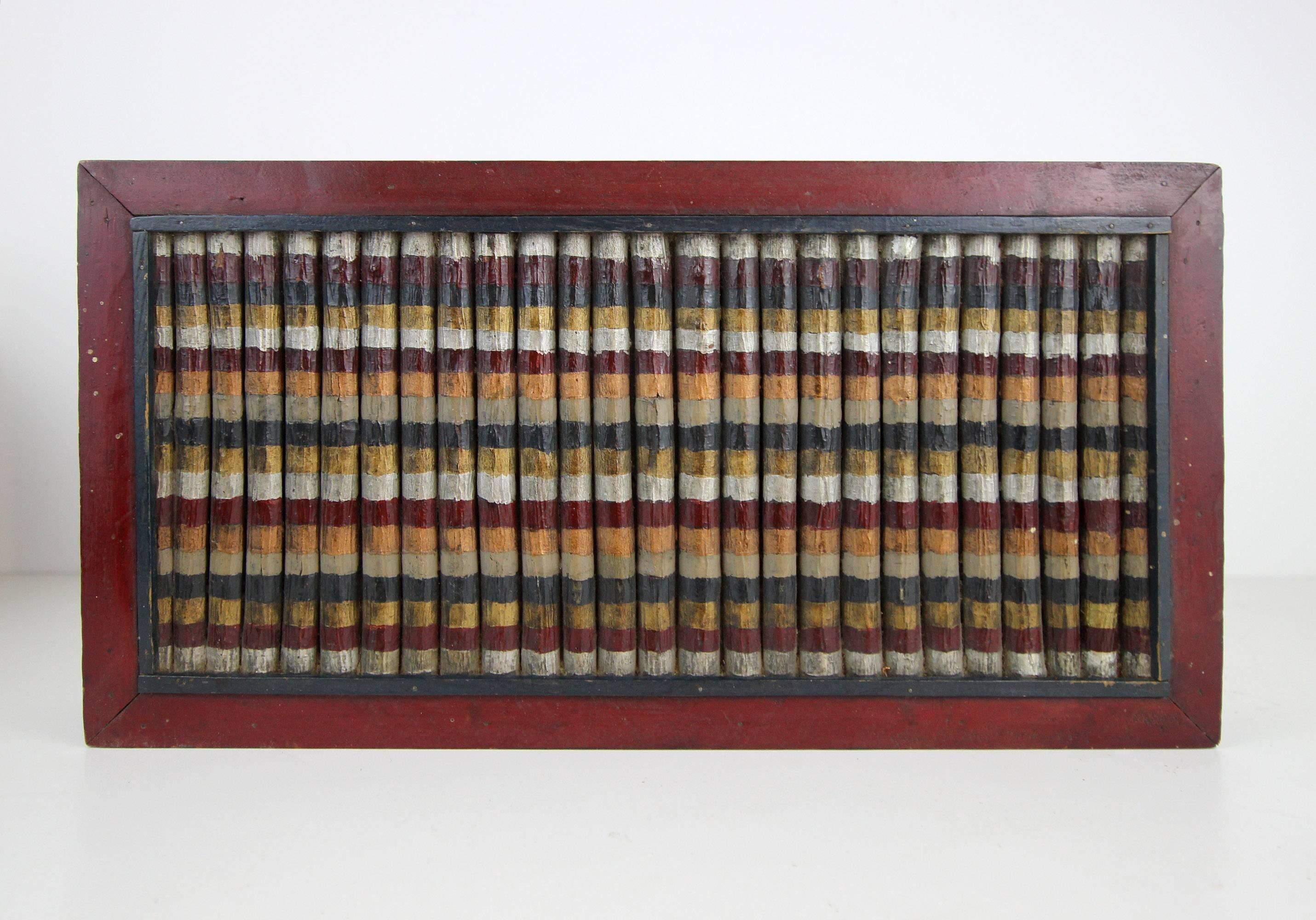 Folk Art Twig Constructed and Paint Decorated Box, Midwestern, circa 1930 For Sale