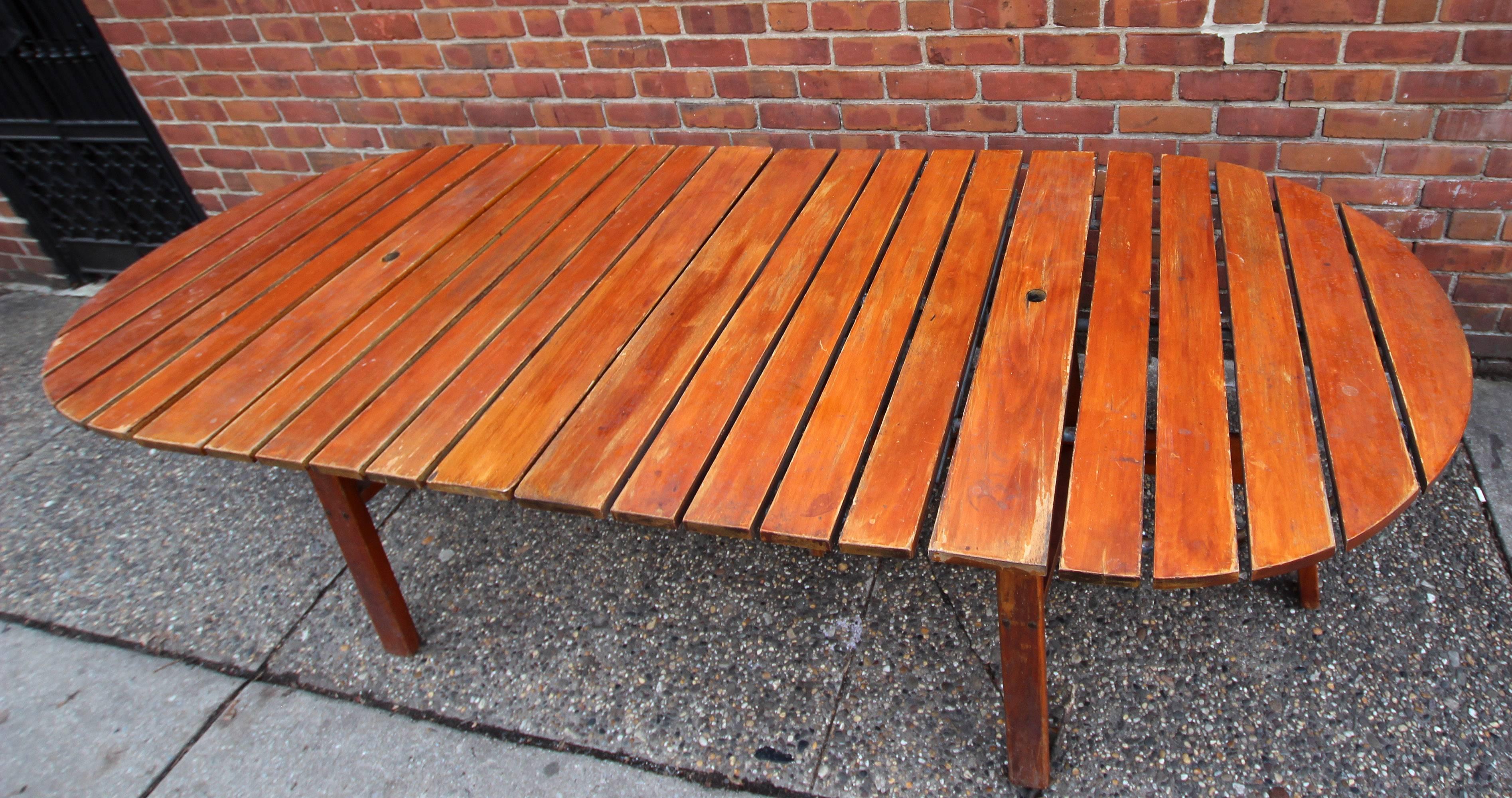 Mid-20th Century Outdoor Dining Table, Two-Part, Gate Leg