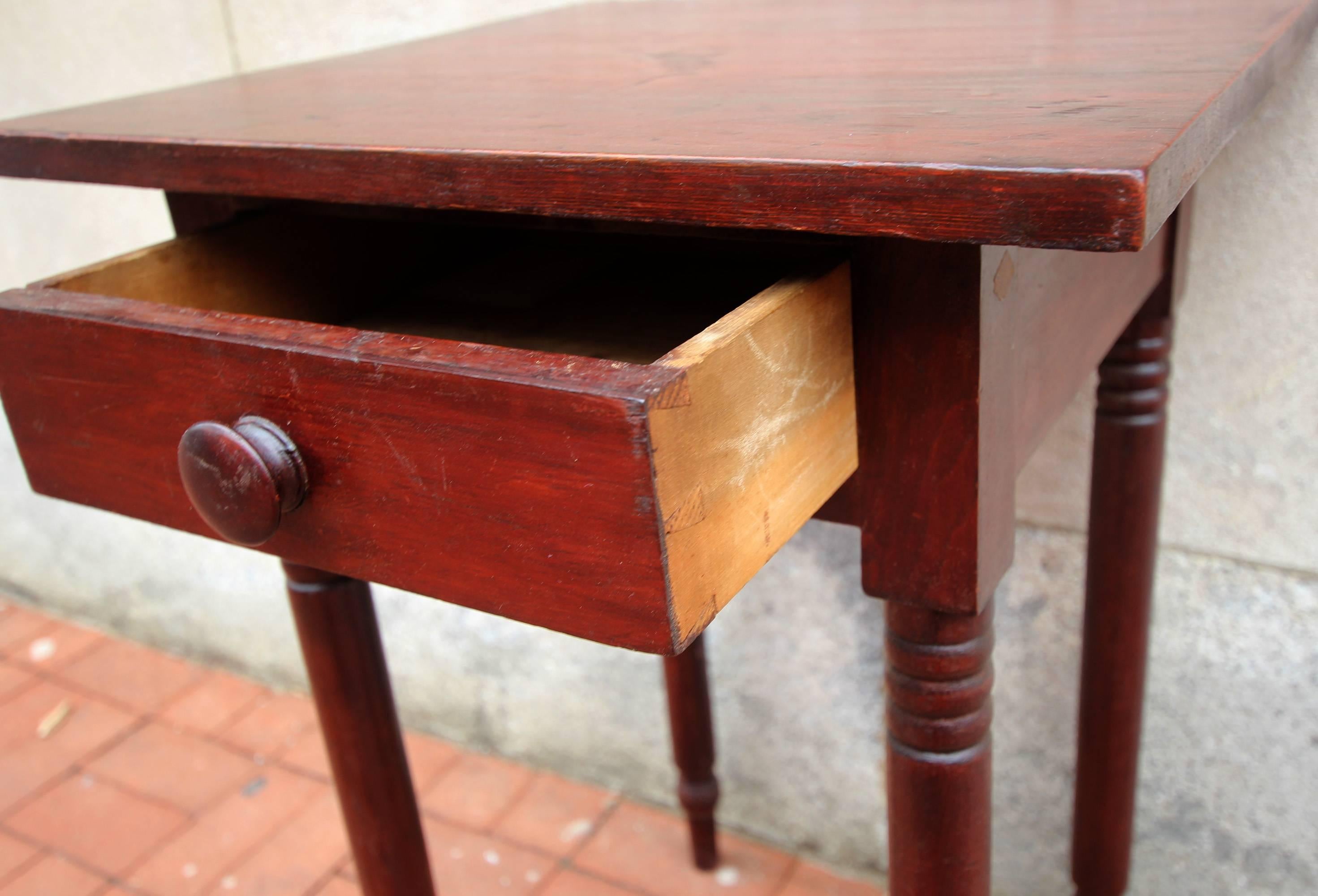 Mid-19th Century One Drawer Stand in Original Dark Stain For Sale