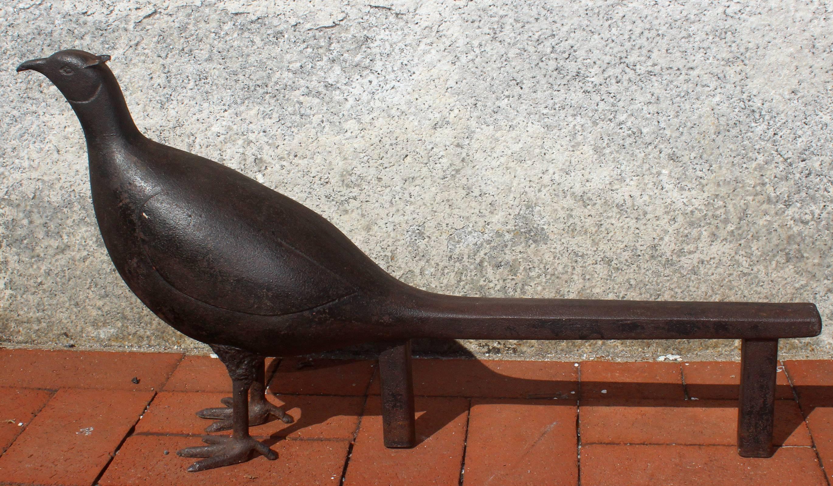 American Cast Iron Pheasant Andirons