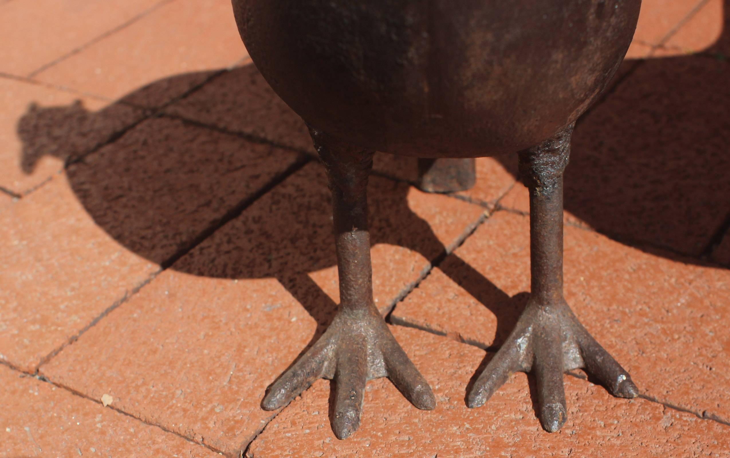 Cast Iron Pheasant Andirons In Excellent Condition In Philadelphia, PA