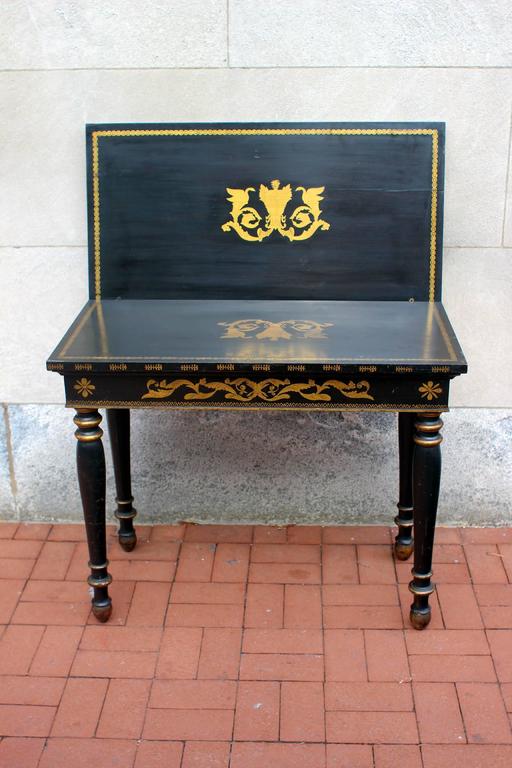 19th Century American Gold Leaf and Painted Card Table at 1stDibs