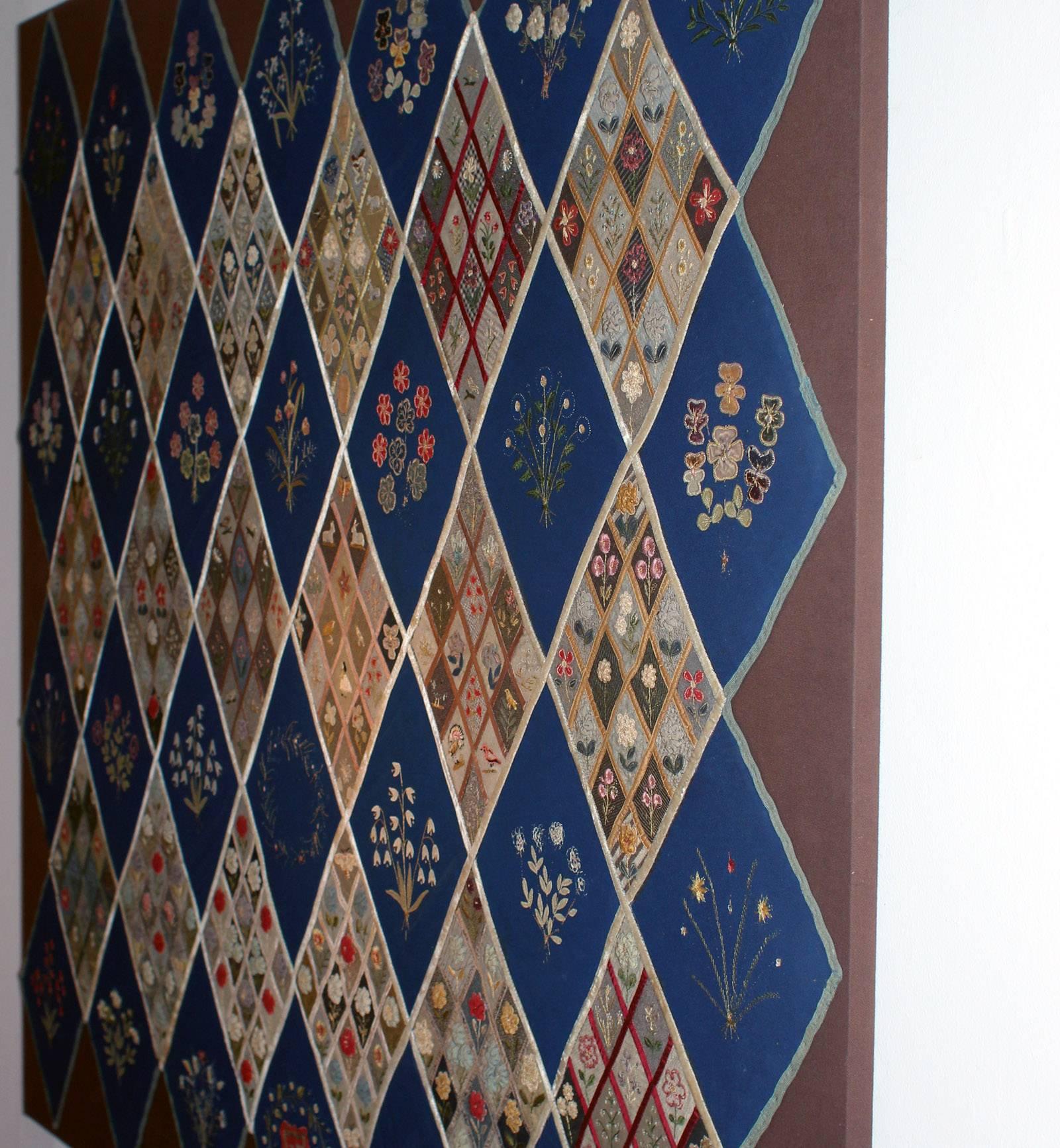 Folk Art Outstanding Pictorial Table Rug, circa 1870 For Sale