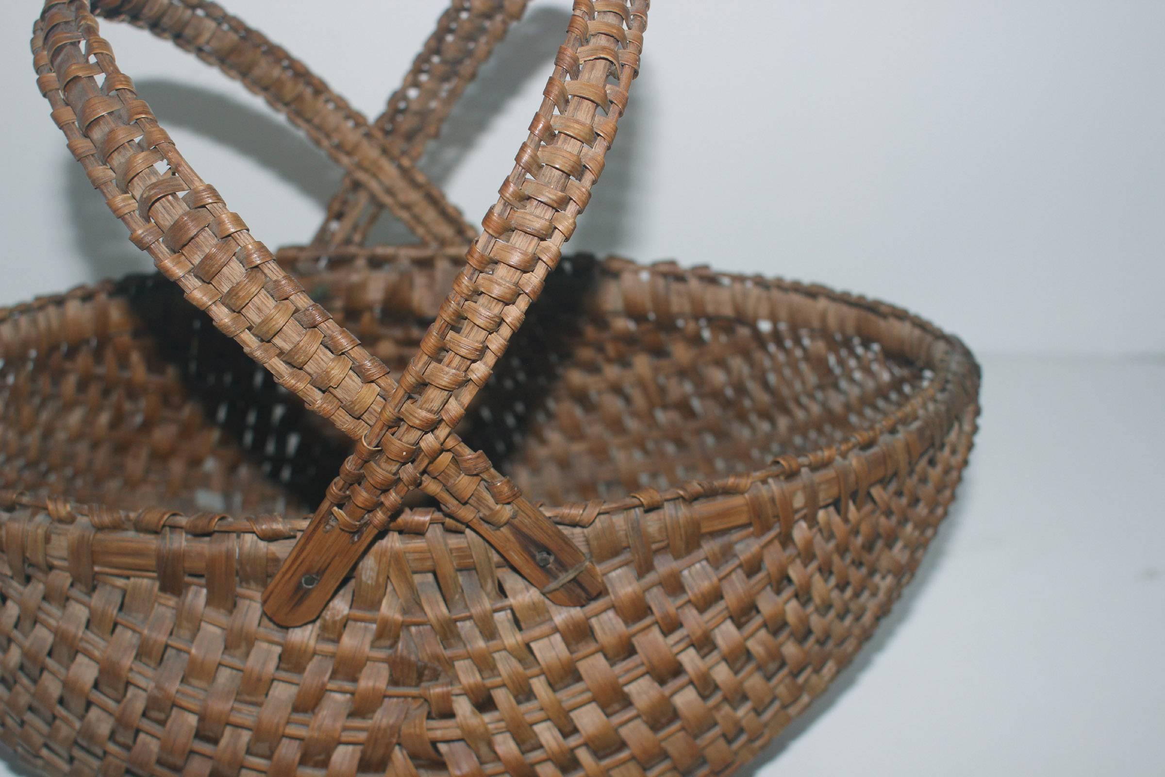Folk Art Unusual Double Swing Handle Basket, American, 19th Century