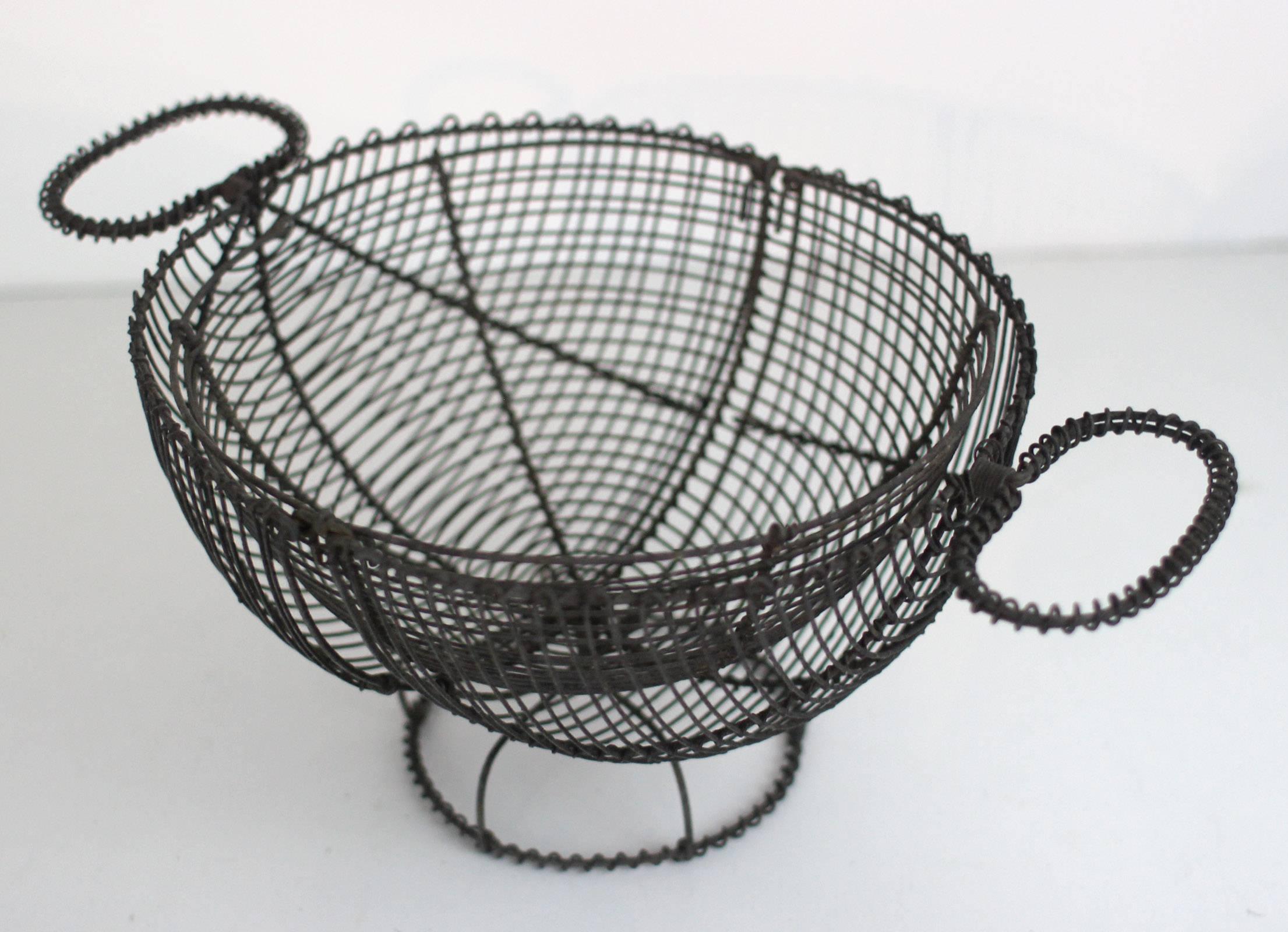 Folk Art Wire Basket of Rare Form