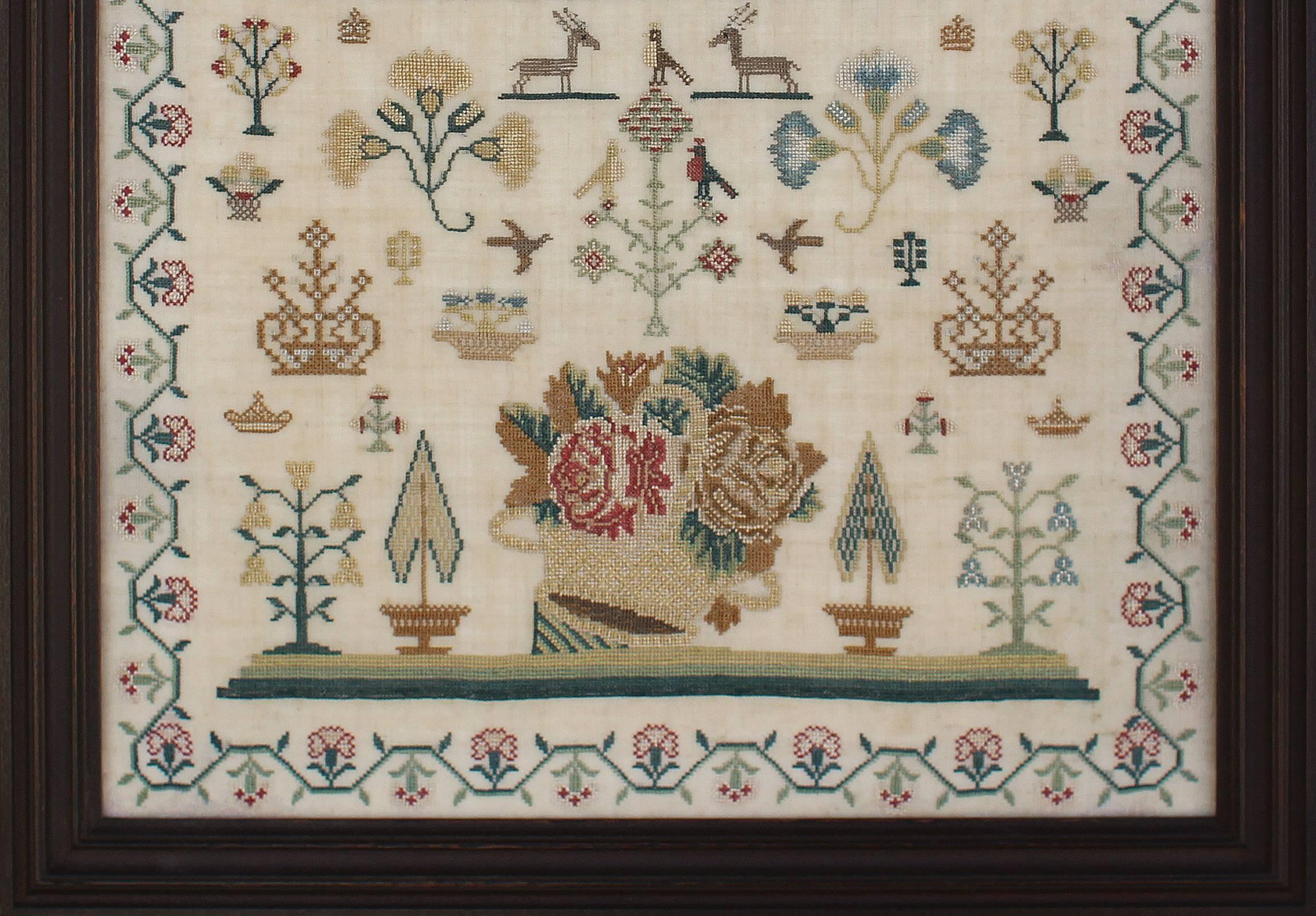 Folk Art Christmas / Easter Sampler, dated 1813
