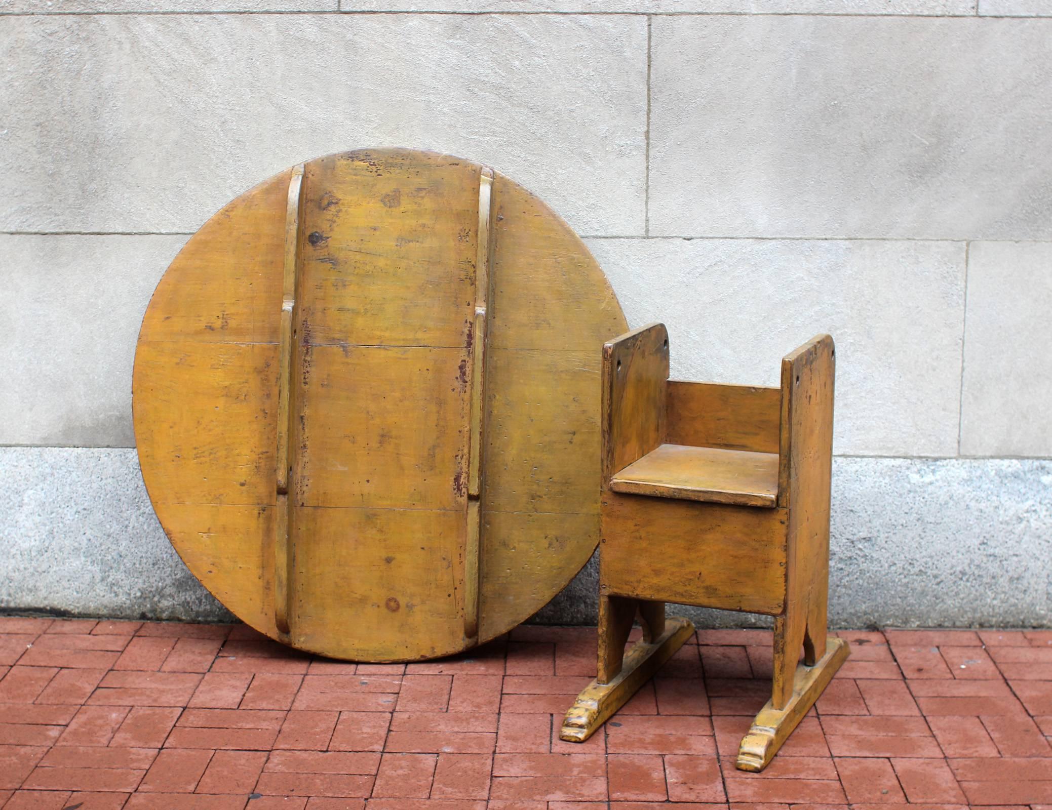 Chair Table in Yellow Paint, New England, early 19th century  2