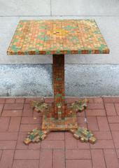 Obsessively Stamp-Decorated Folk Art Table, American Modernist