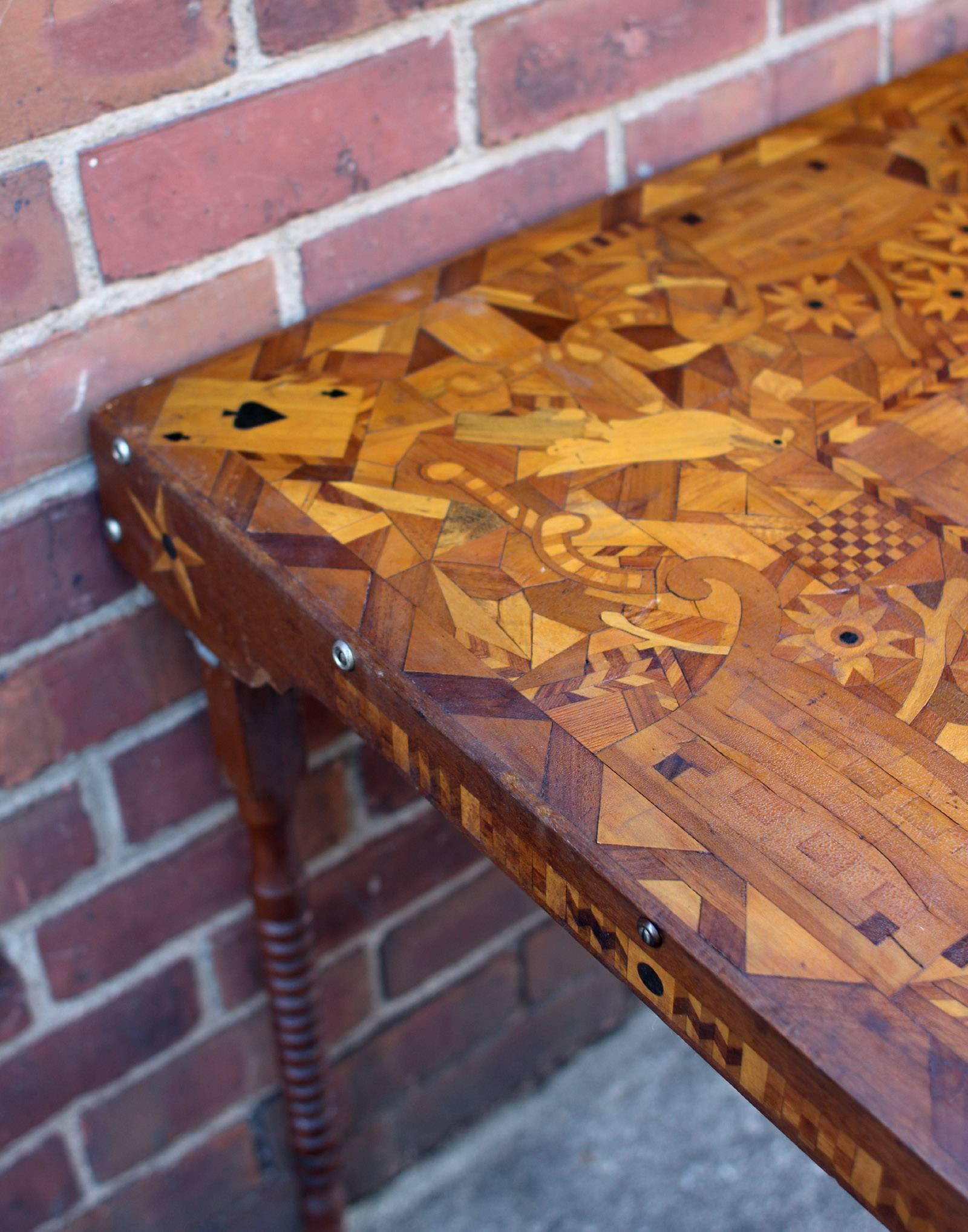 American Outstanding Inlaid Folding Game Table