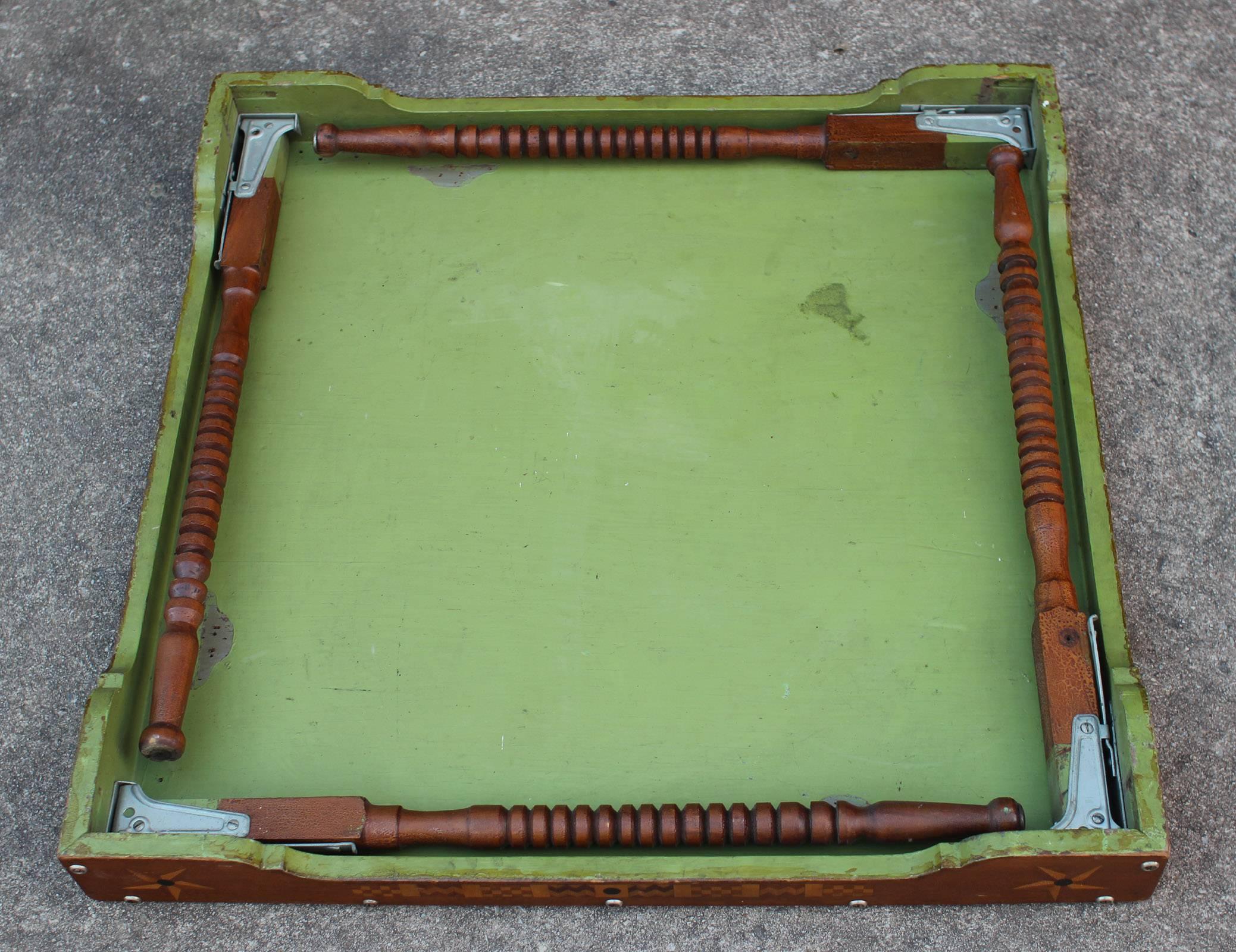 Mid-20th Century Outstanding Inlaid Folding Game Table