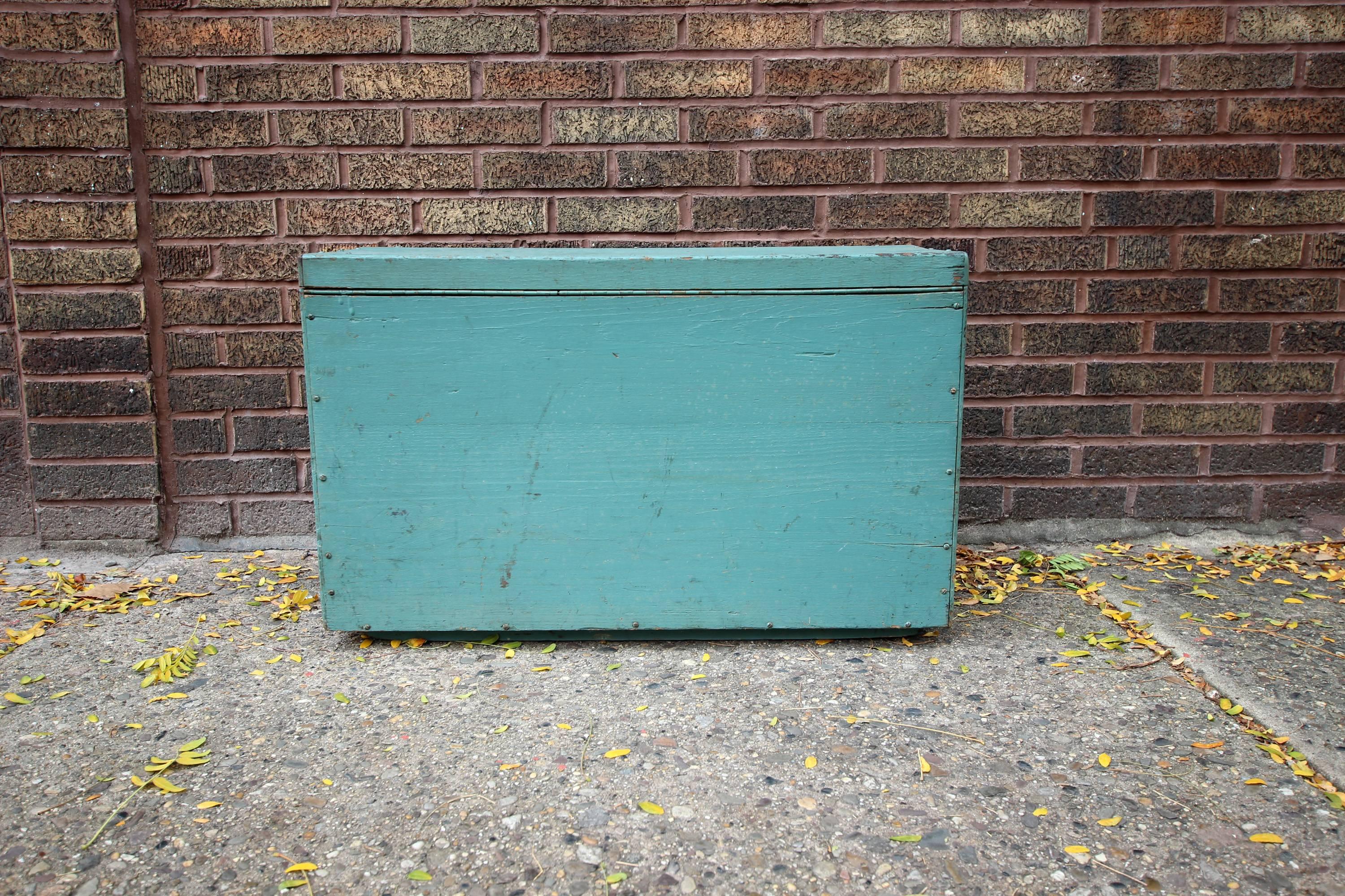 Tall Blue Painted Tool Chest, American, Mid-20th Century 4