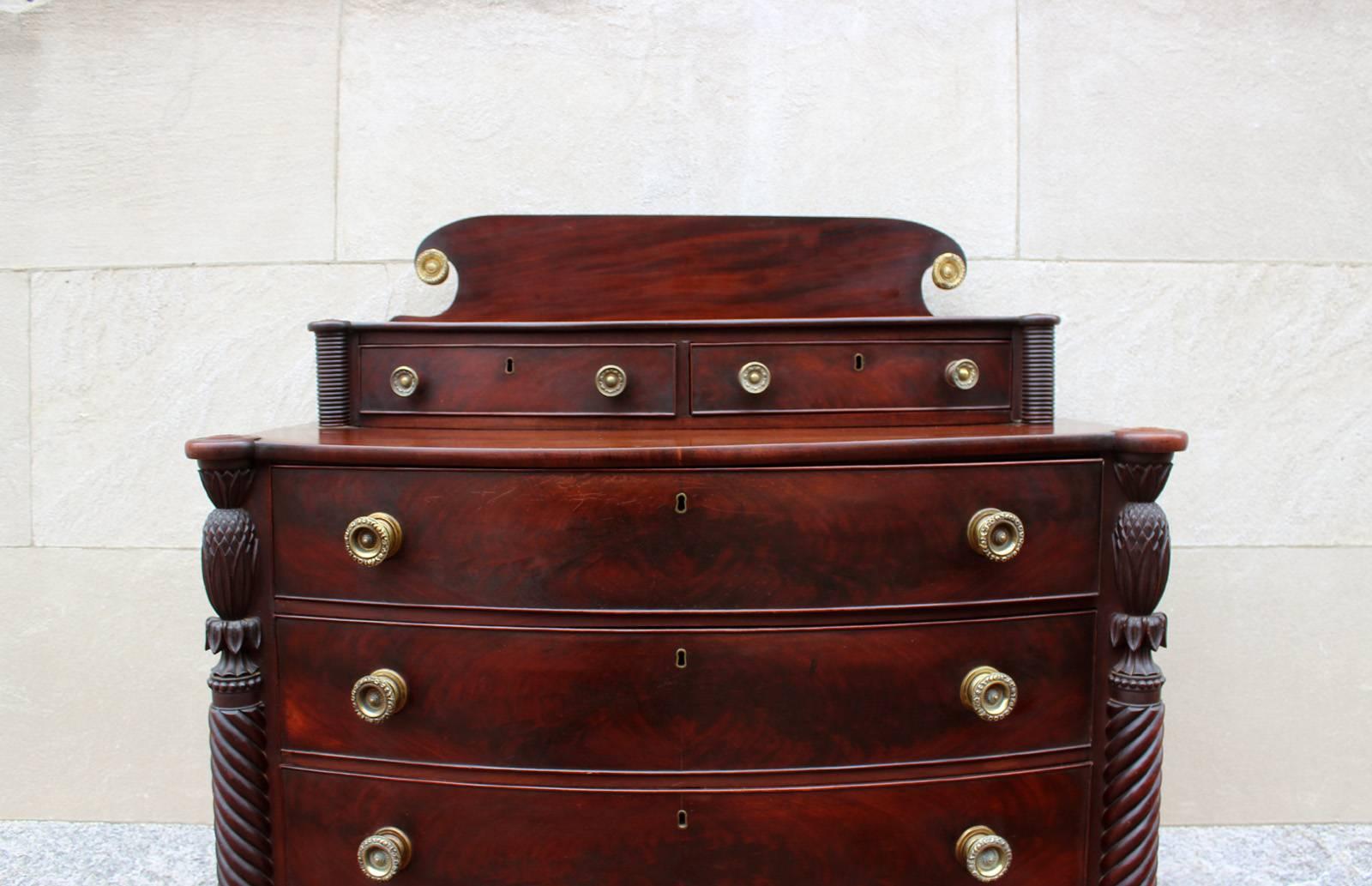 Sheraton Exceptional North Shore, Massachusetts Mahogany Chest, circa 1820 For Sale