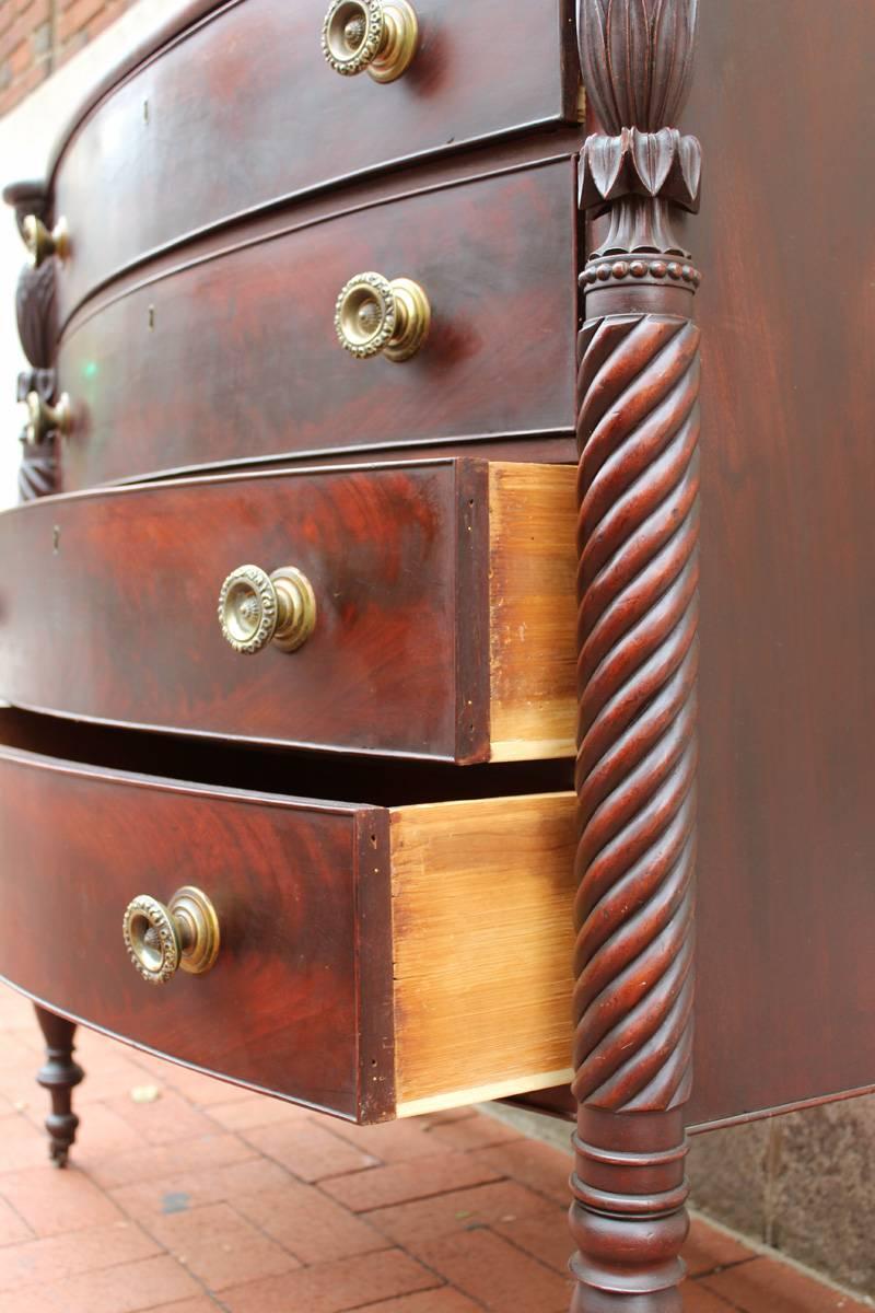 Exceptional North Shore, Massachusetts Mahogany Chest, circa 1820 For Sale 1