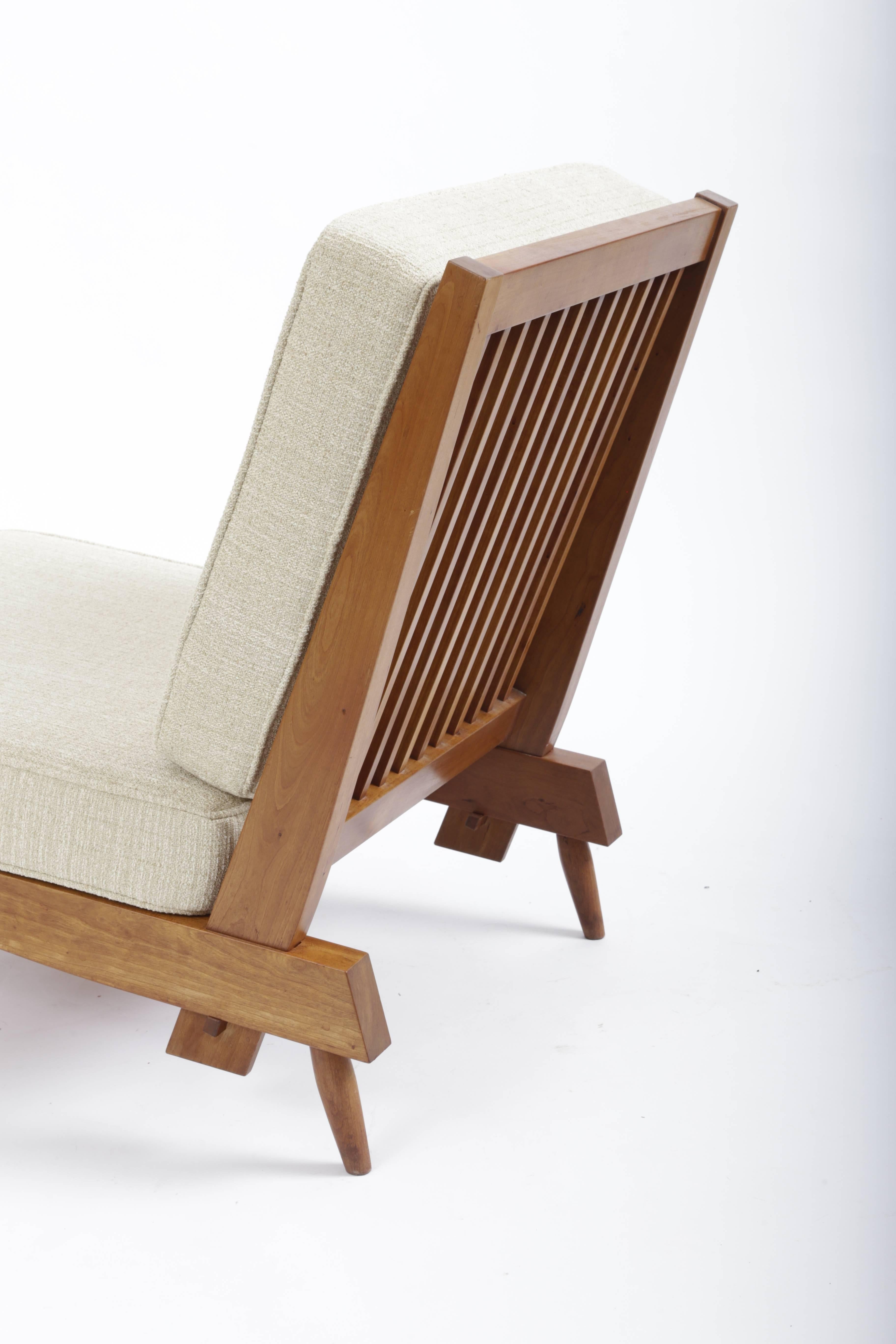 Hand-Crafted Cherry Spindle Cushion Chair by George Nakashima For Sale