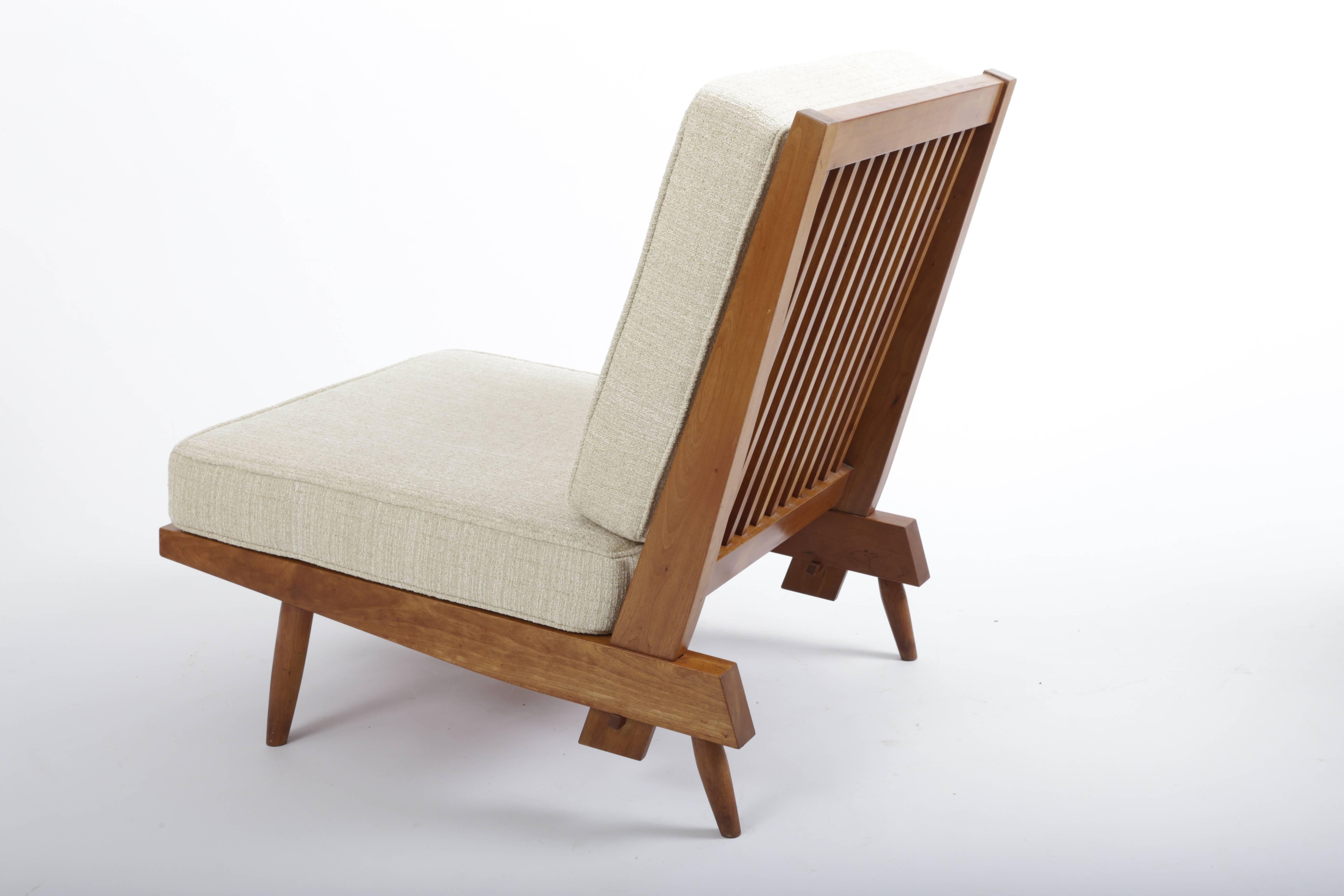 Mid-Century Modern Cherry Spindle Cushion Chair by George Nakashima For Sale
