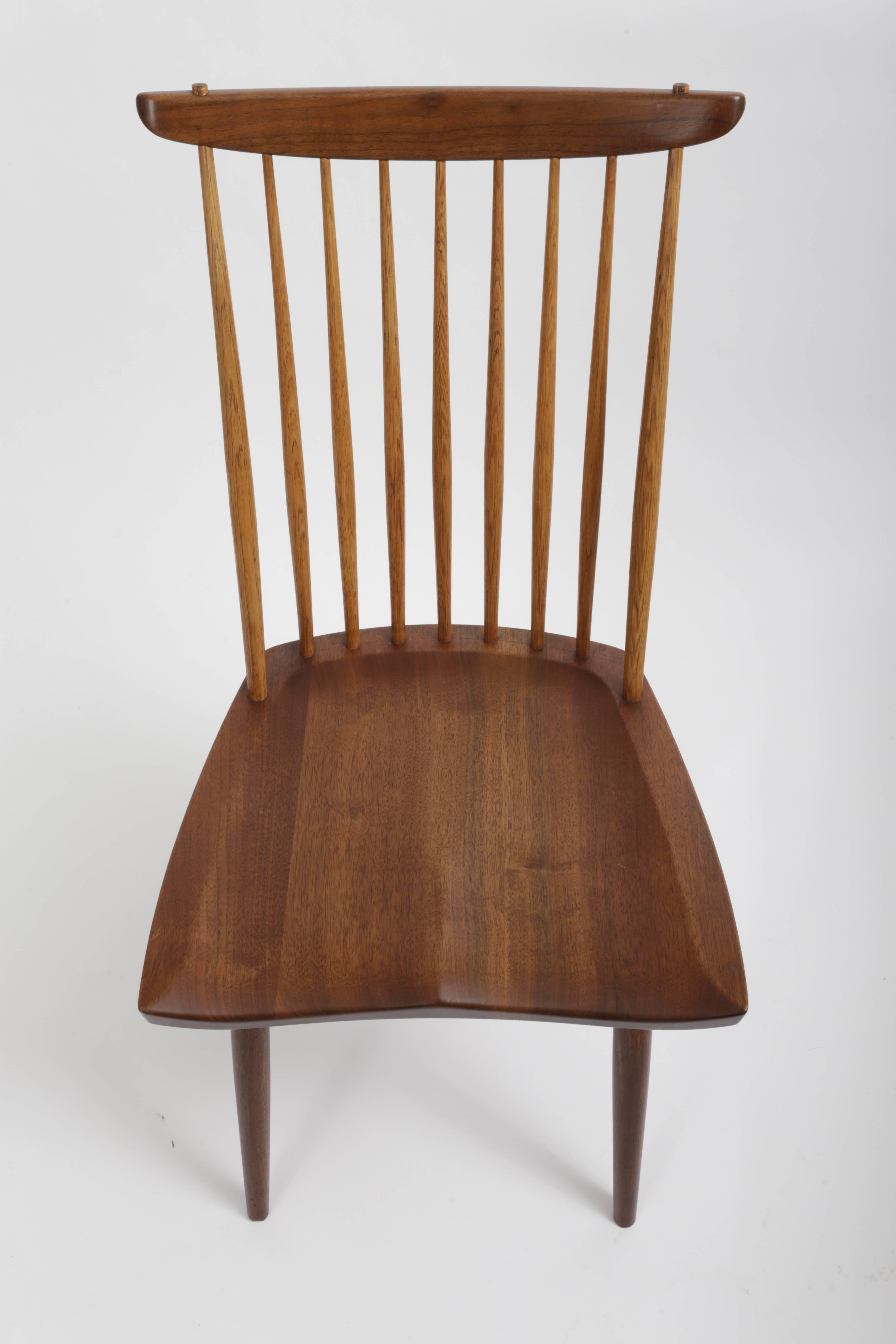 Hand-Carved Set of Eight New Style Chairs by George Nakashima For Sale