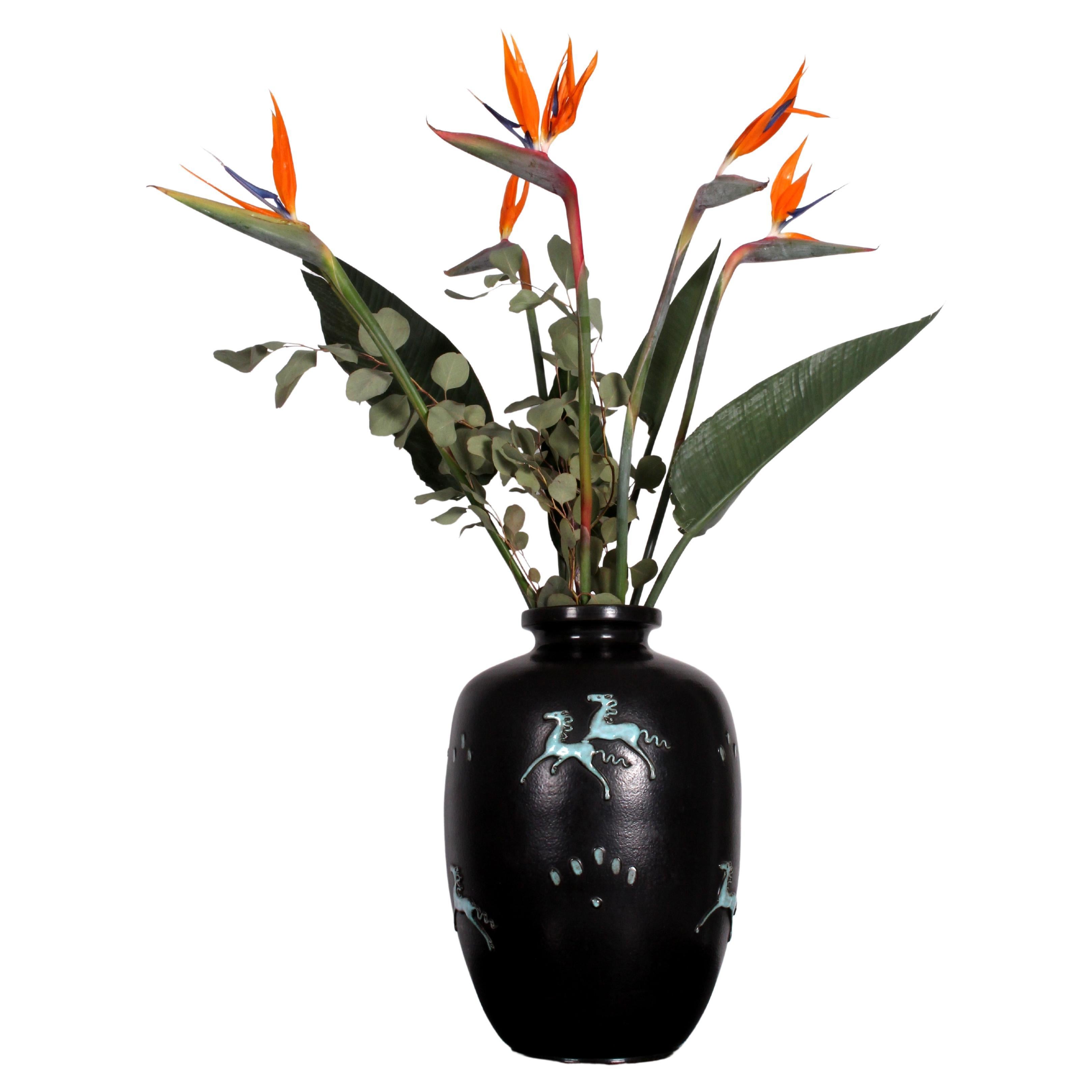Art Deco Floor Vase Attr to Michael Powolny Wiener Keramik Schleiss Gmunden  For Sale