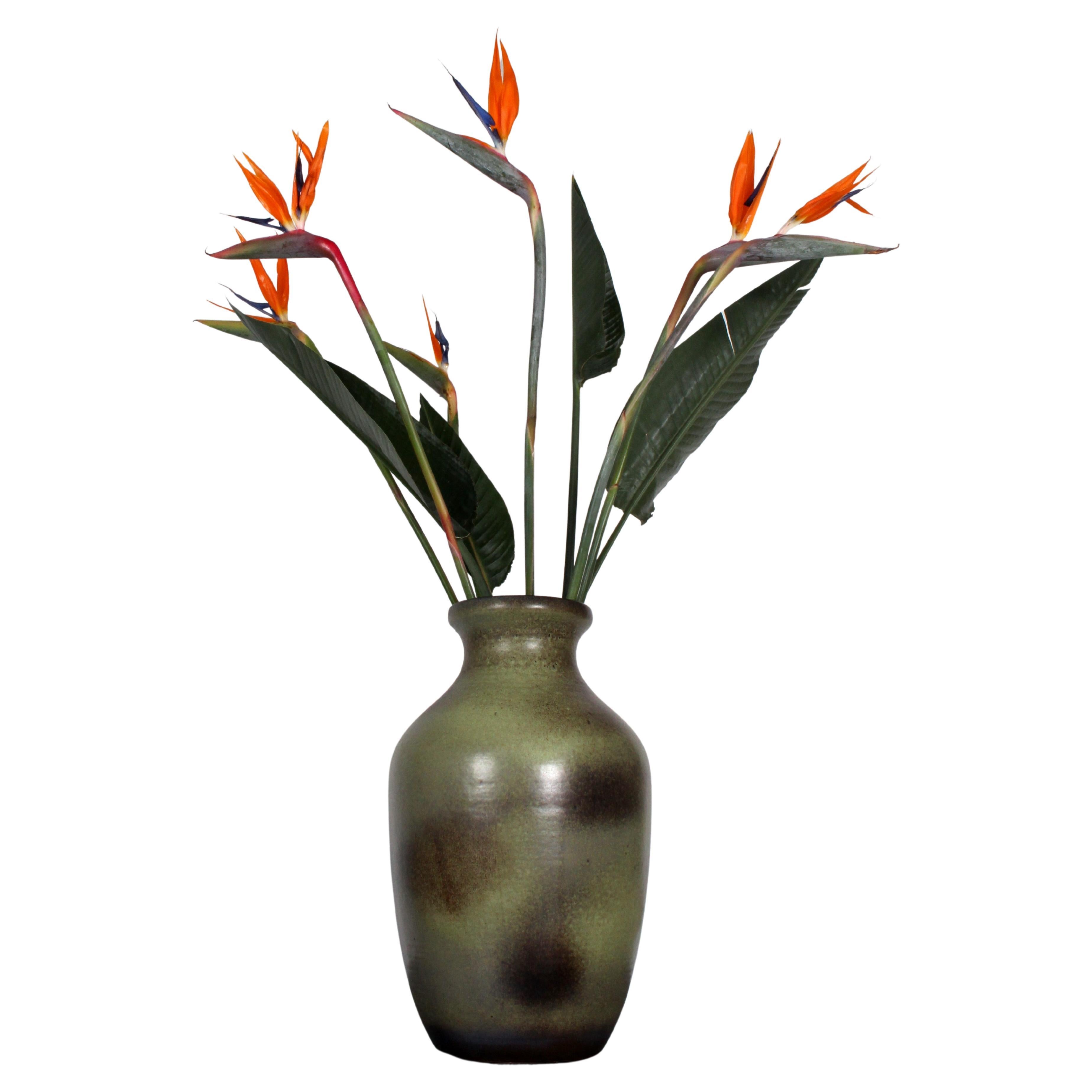 Vaso da terra tedesco Carstens Tönnieshof anni '60-'70 enorme (50 cm) smalto verde nuvola in vendita