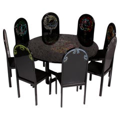 Björn Wiinblad para Rosenthal: juego de comedor «4 Cardinal Points» con mesa y 8 sillas, ed. 300