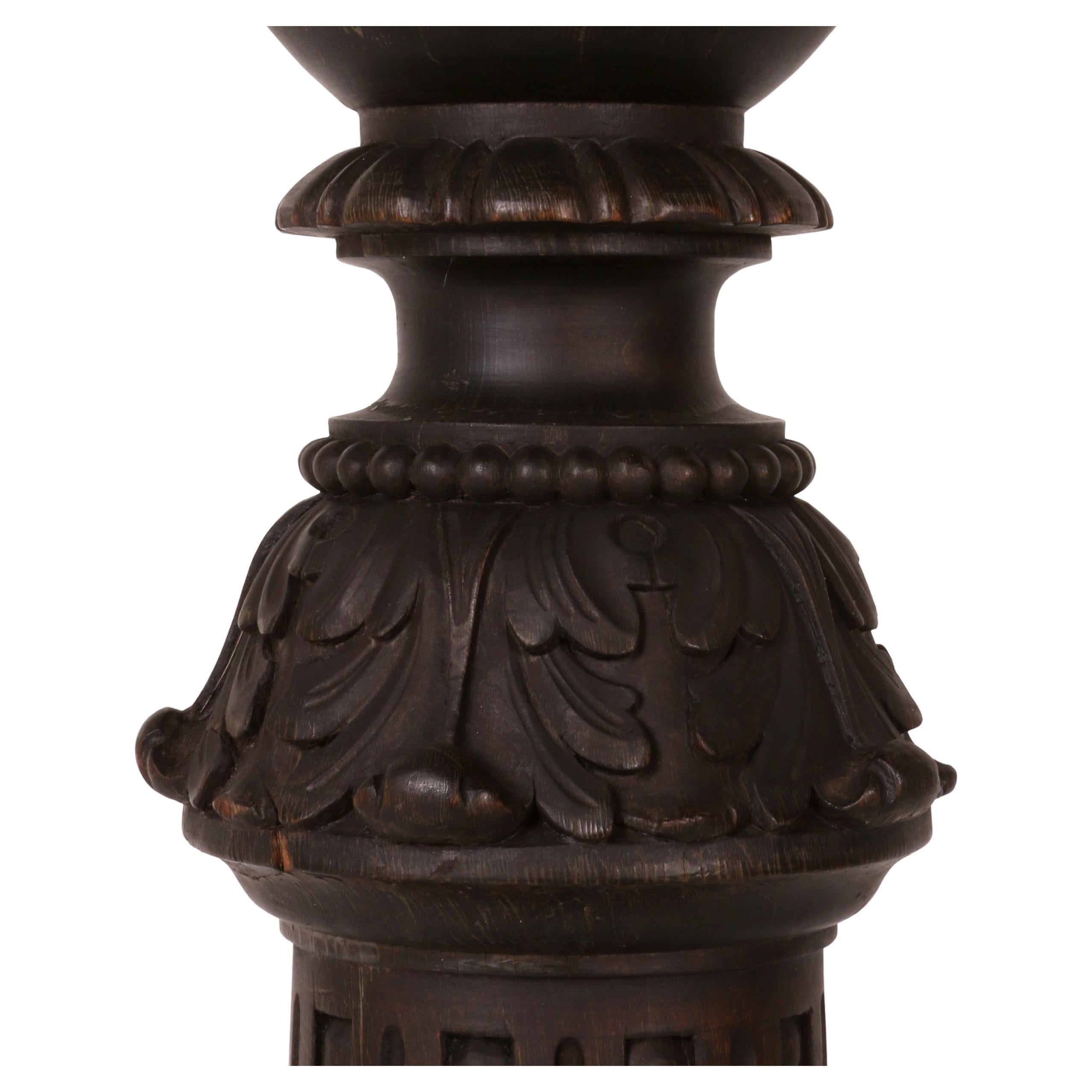 Wilhelminian K. u. K. floor lamp stand, beaut. carved and turned -solid oak 1870