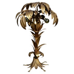 Mid-Century Modern Palm Tree Table Lamp by Hans Kögl, Gilt Metal, 1970