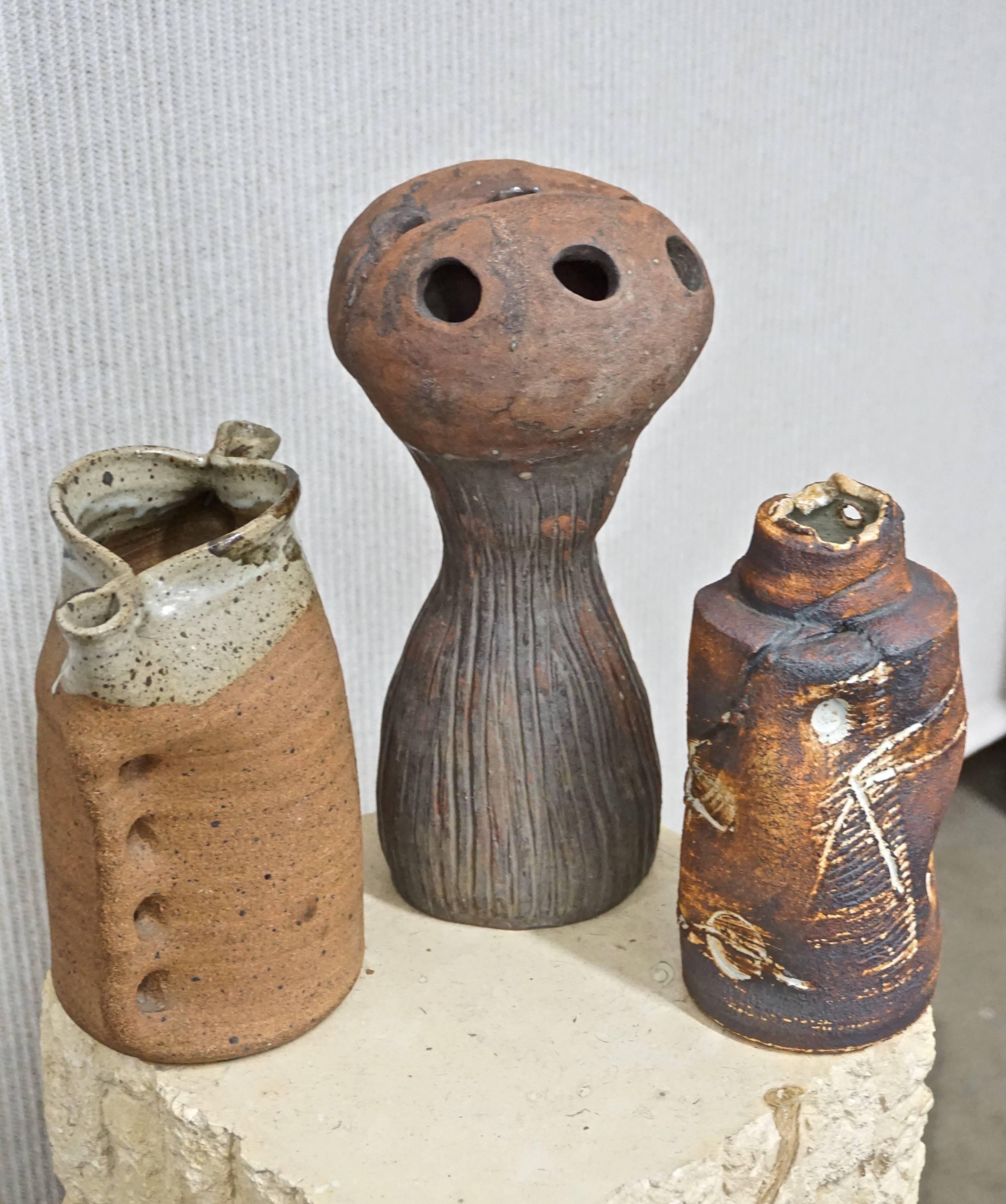 Grouping of Three Brutalist Ceramic Sculptures 3