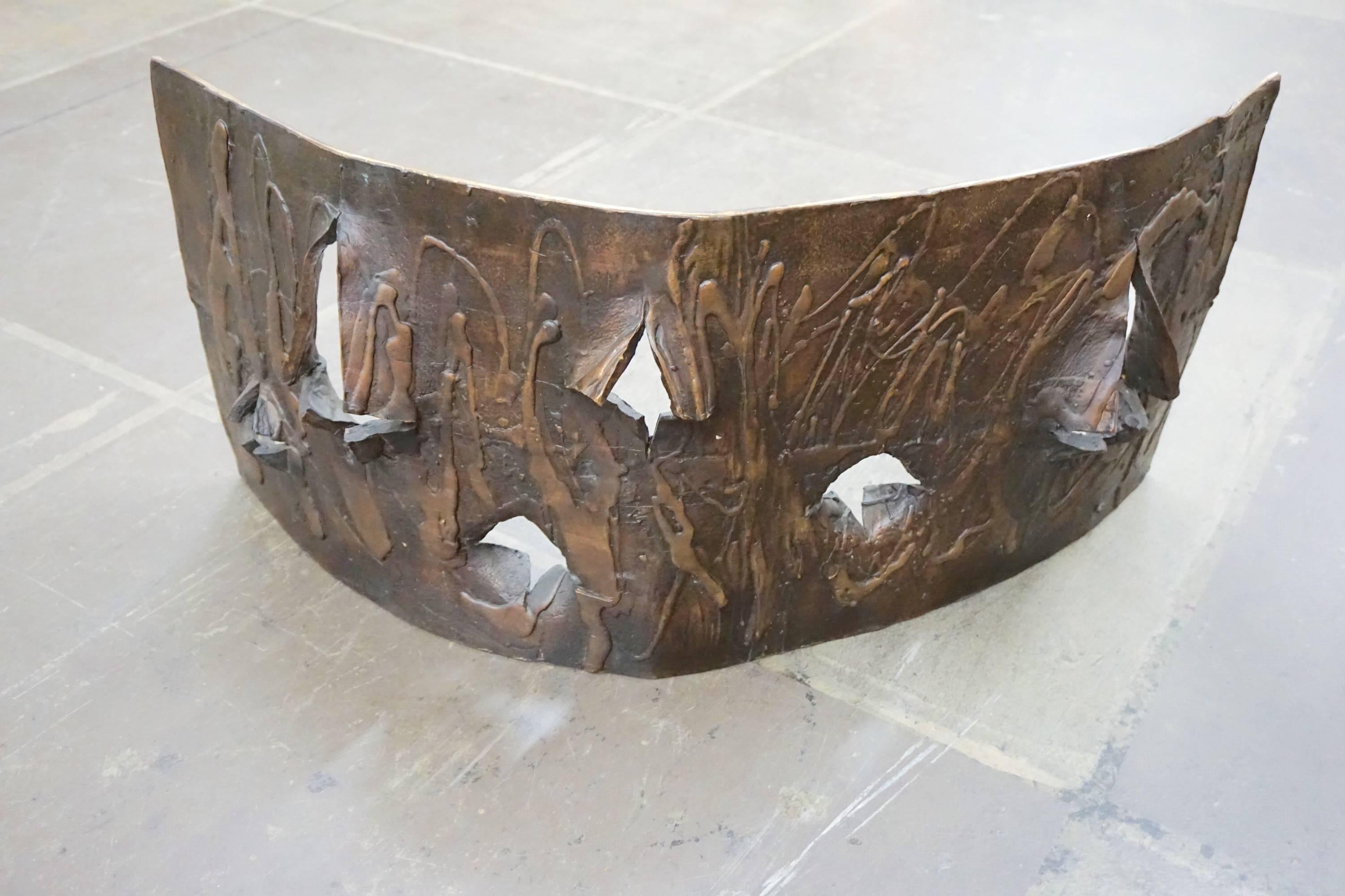 Brutalist Hand-Sculpted Bronze Coffee Table by Herbert Slate